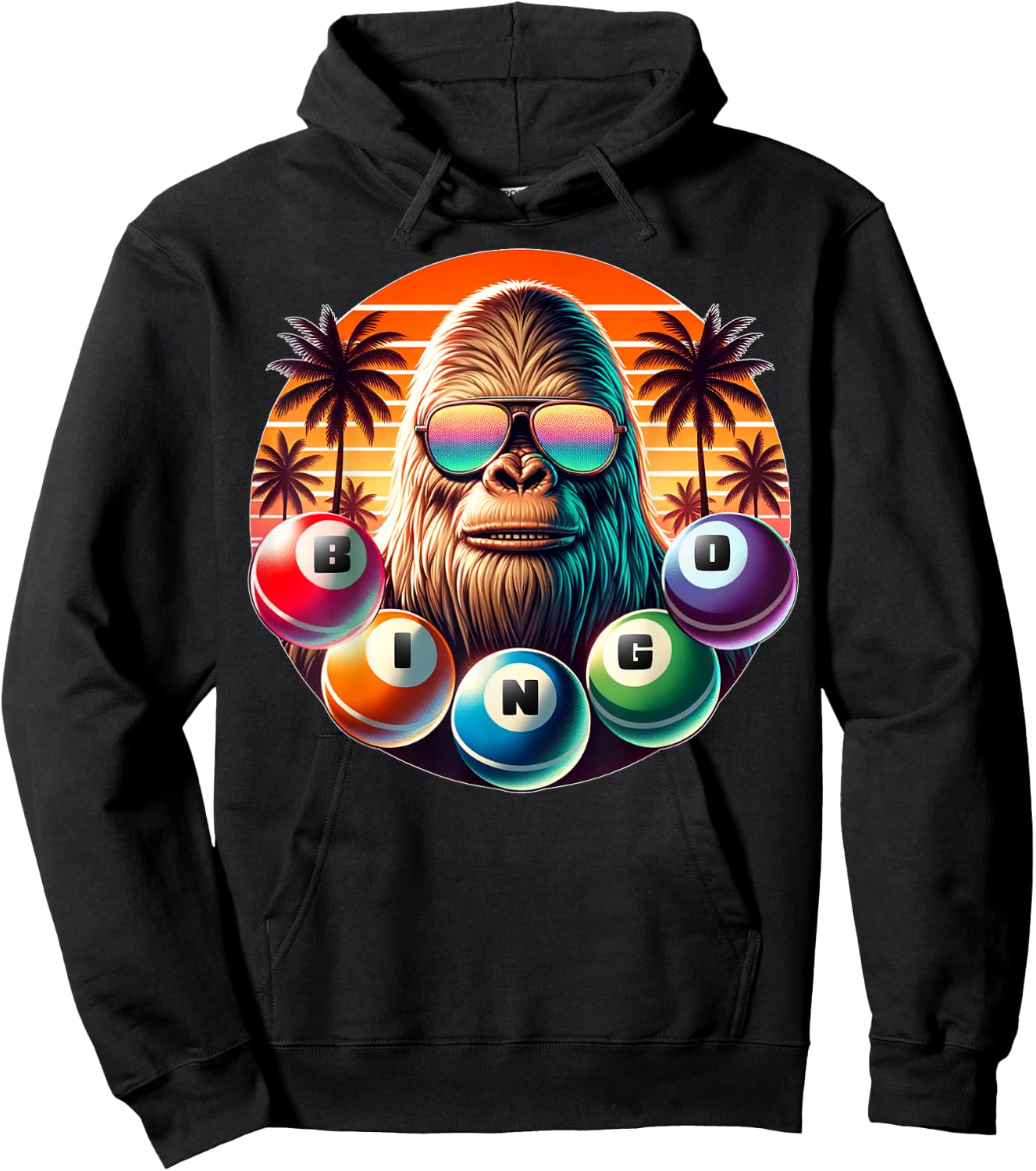 Funny Bingo Shirts Bingo Player Caller Bigfoot Hoodie - Hoodie | Black
