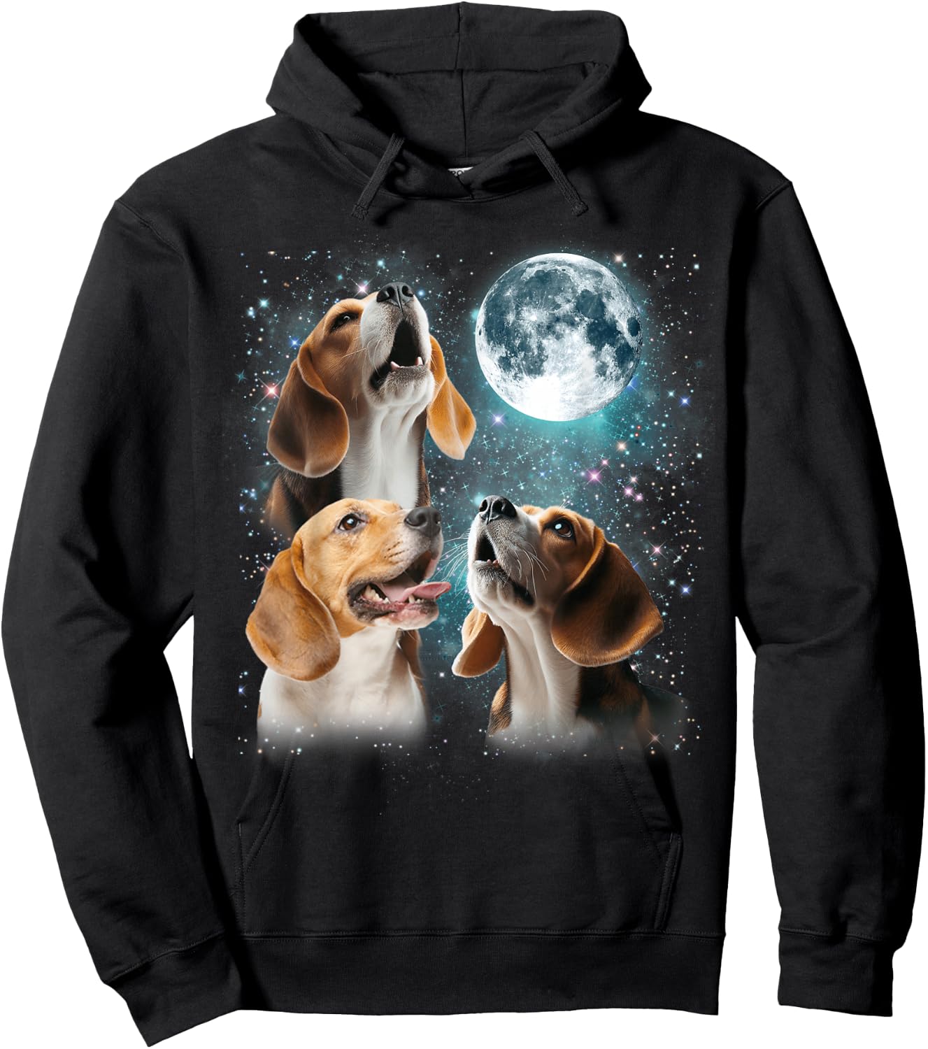 3 Beagle Moon Howling Beagle Head Funny Gifts Women Hoodie - Hoodie | Black