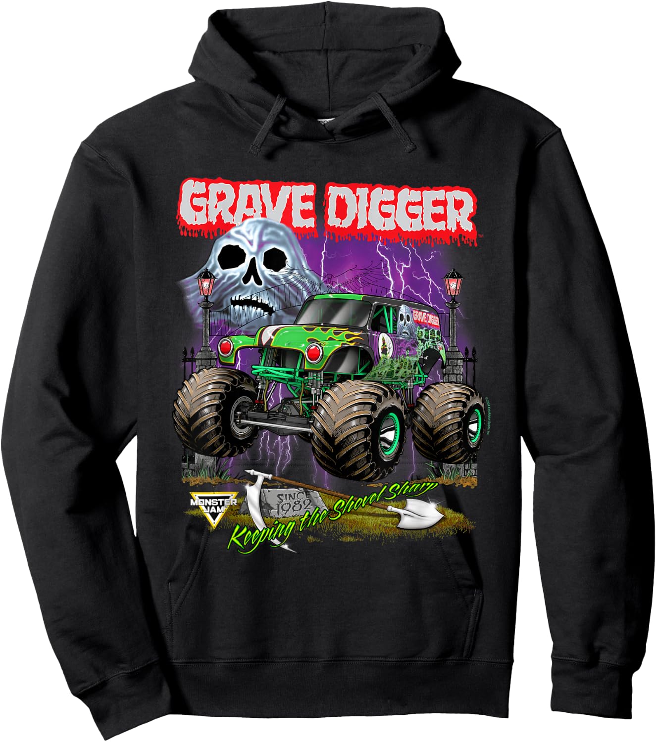 Monster Jam Grave Digger Shovel Sharp Hoodie - Hoodie | Black