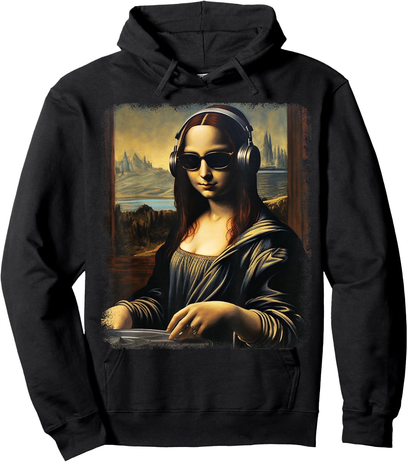 Mona Lisa as DJ | Trending Aesthetic Streetwear Hoodie - Hoodie | Black