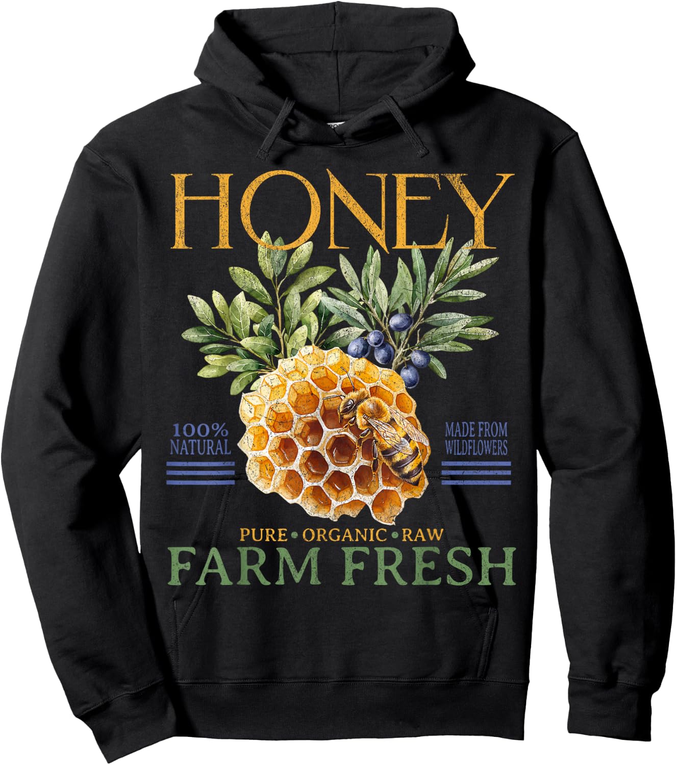 Farm Fresh Sweet Honey Locally Homegrown Farmer's Market Hoodie - Hoodie | Black