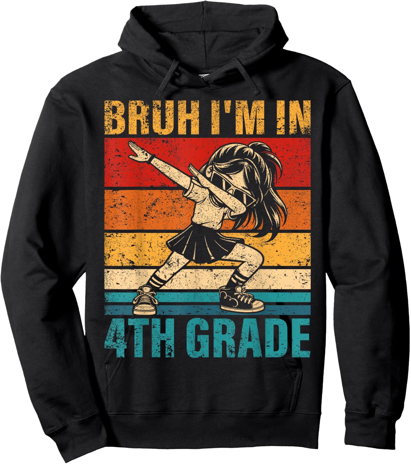 Fourth Grade Dabbing Girl Bruh i'm in 4th Grade Student Hoodie - Hoodie | Black