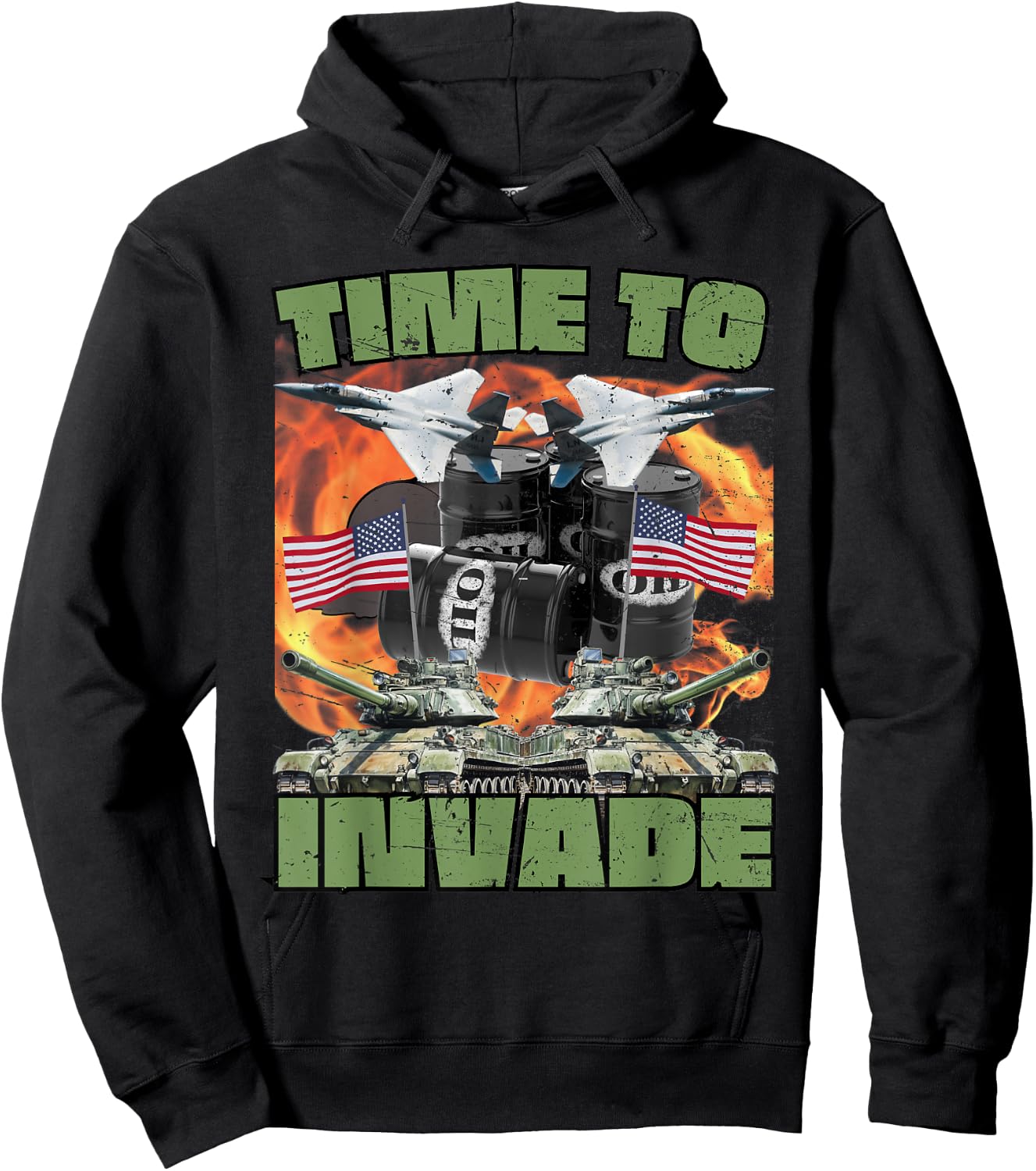 Funny America Wants Oil Meme American Patriotic Men Hoodie - Hoodie | Black