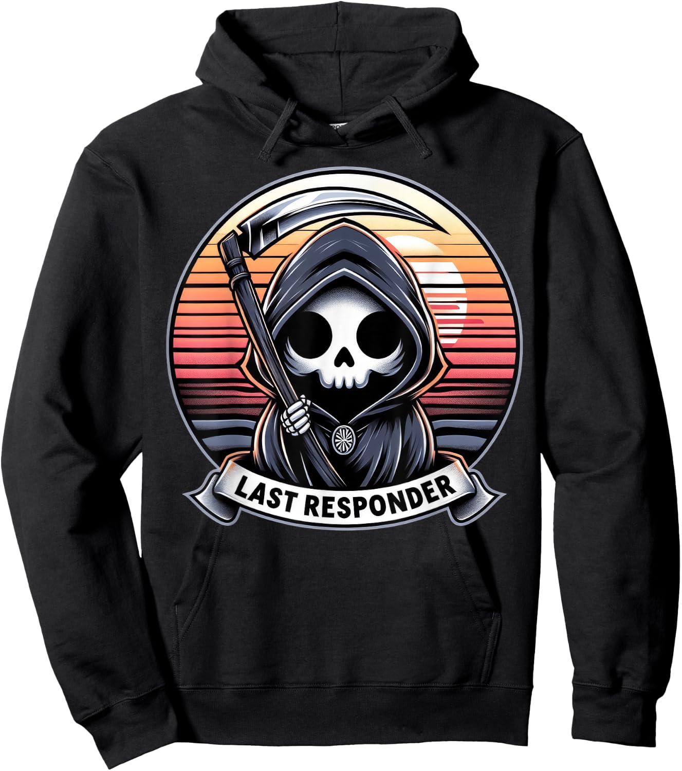 Grim Reaper Funny Dark Meme Mortician Last Responder Vintage Hoodie - Hoodie | Black