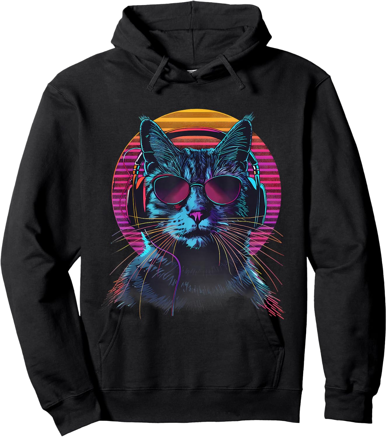 DJ Cat Techno Cat Music DJ Beatmaker Music Headphones EDM Women Kids Hoodie - Hoodie | Black