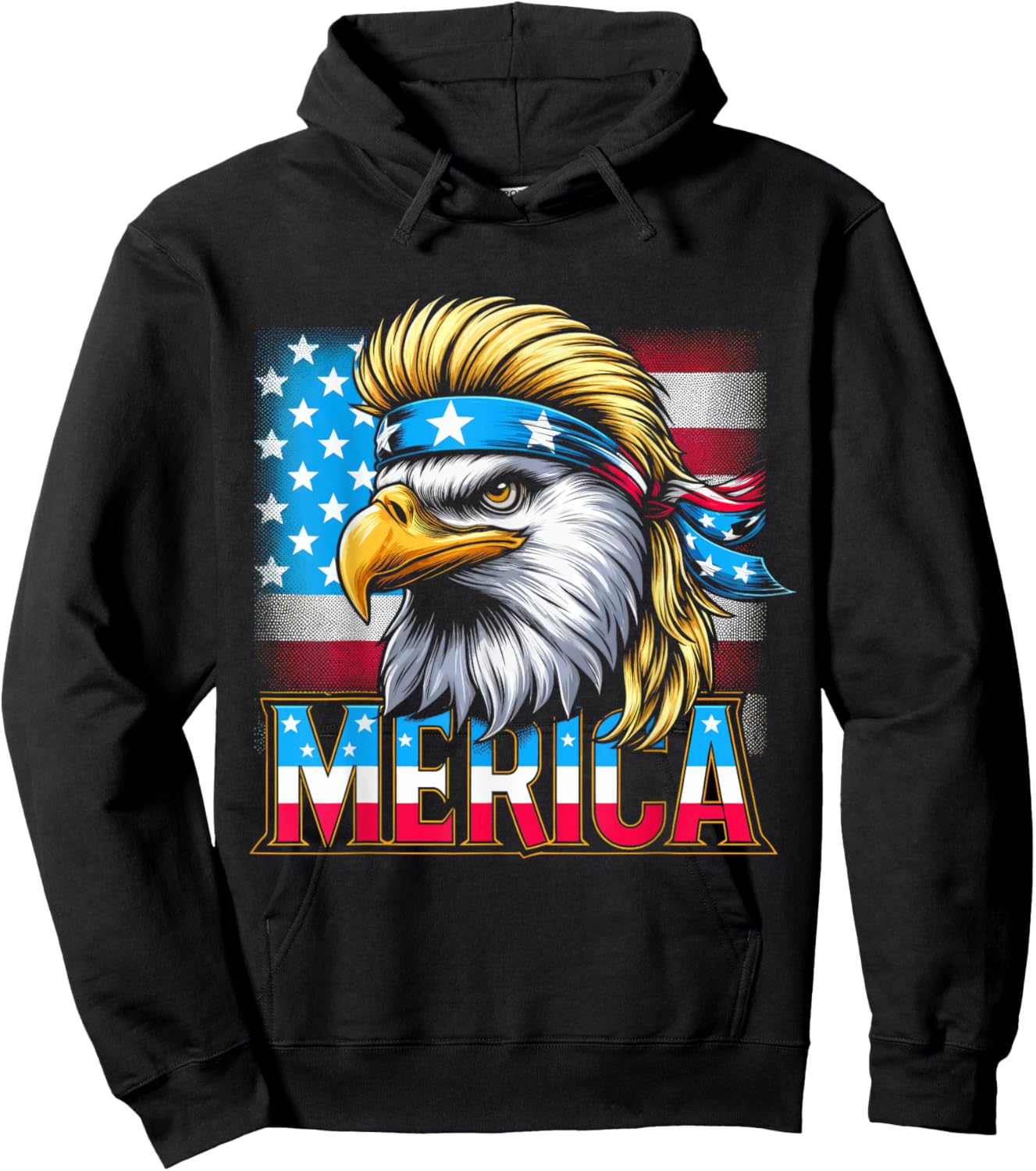 4th of July Patriotic Funny Eagle July 4th USA Merica Kids Men Hoodie - Hoodie | Black