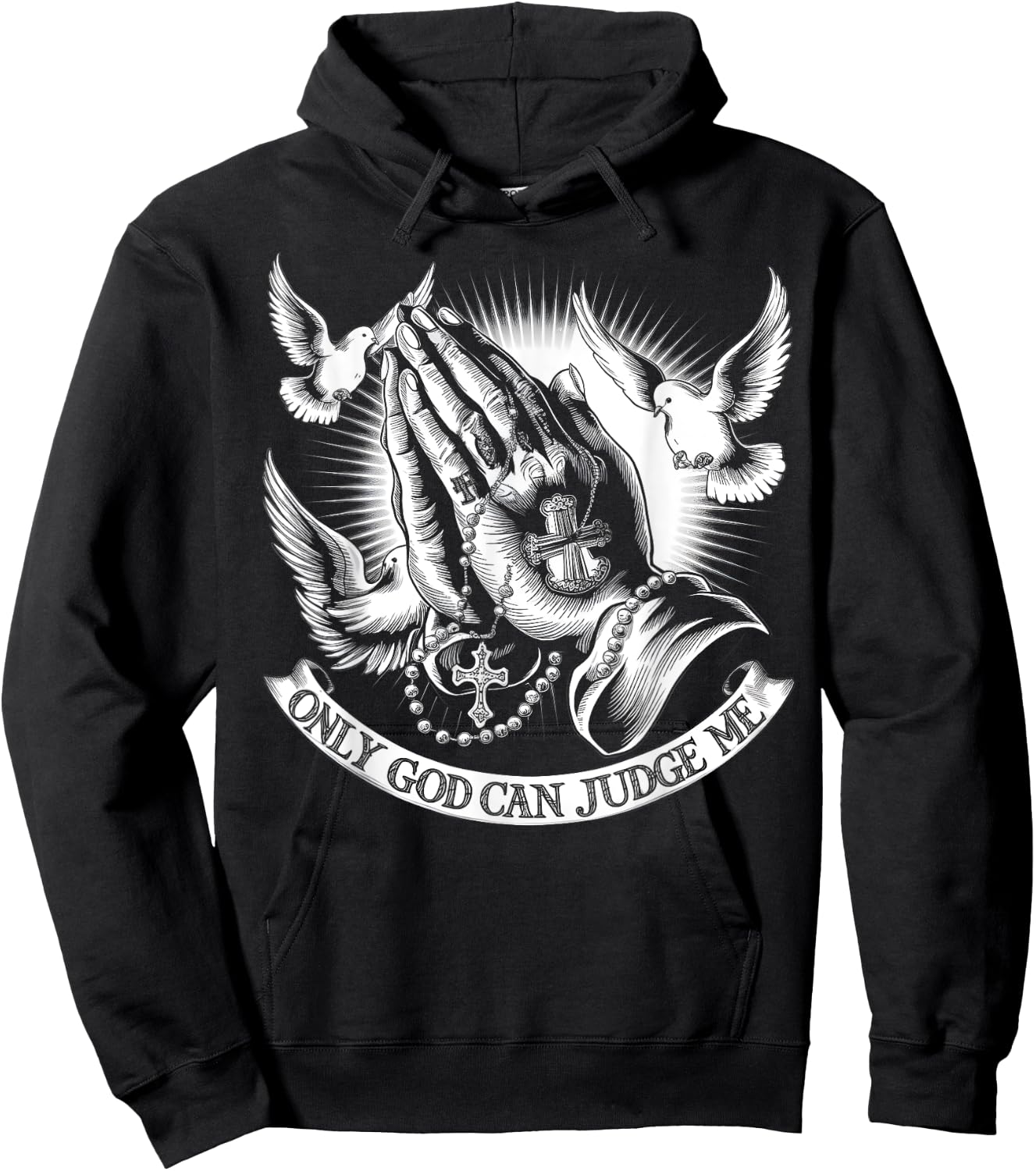 Only God Can Judge Me Prayer Hands Doves Chicano Tattoo Hoodie - Hoodie | Black