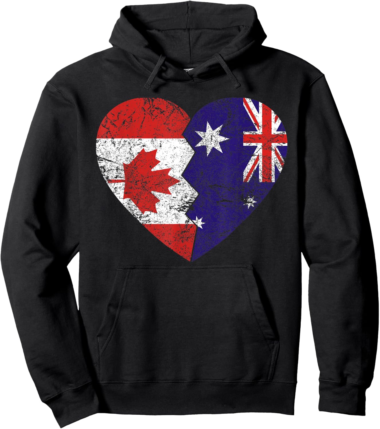 Australian Canadian Flags Heart | Canada Australia Roots Hoodie - Hoodie | Black