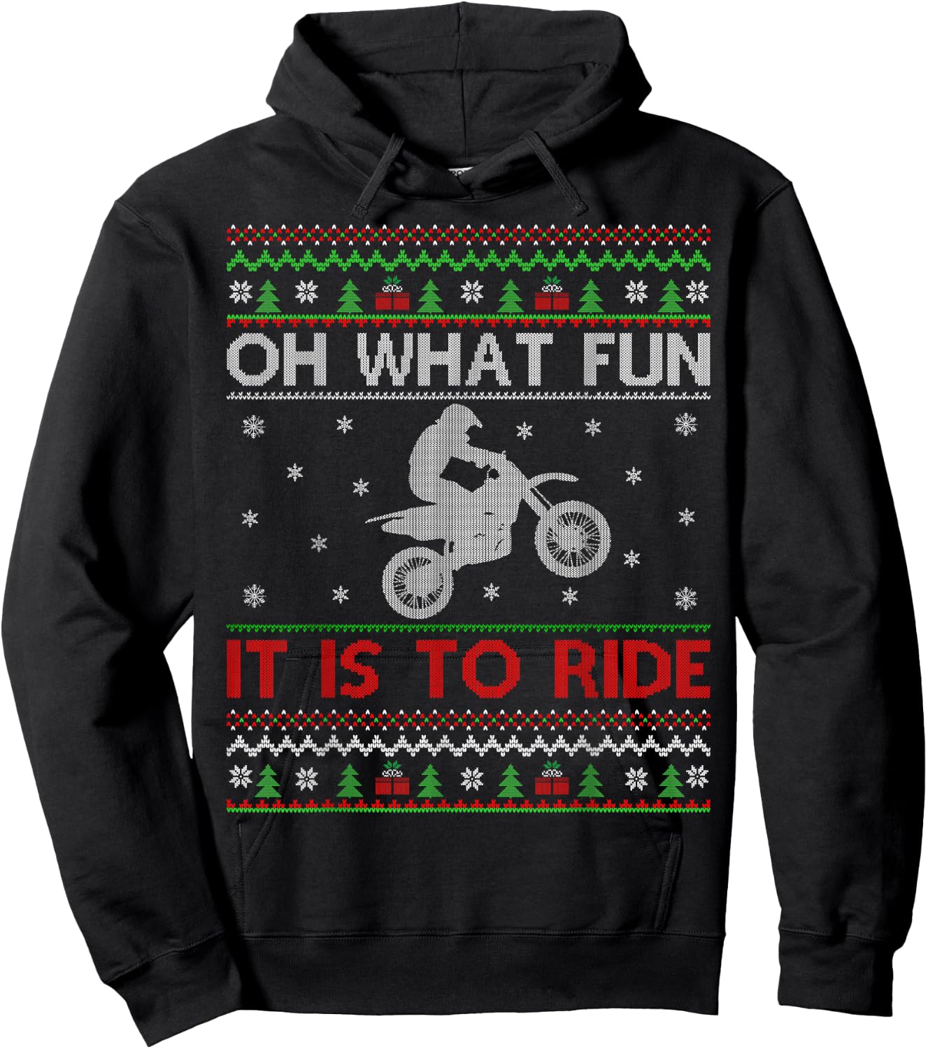 Oh What Fun It Is To Ride Xmas Ugly Motocross Christmas Hoodie - Hoodie | Black