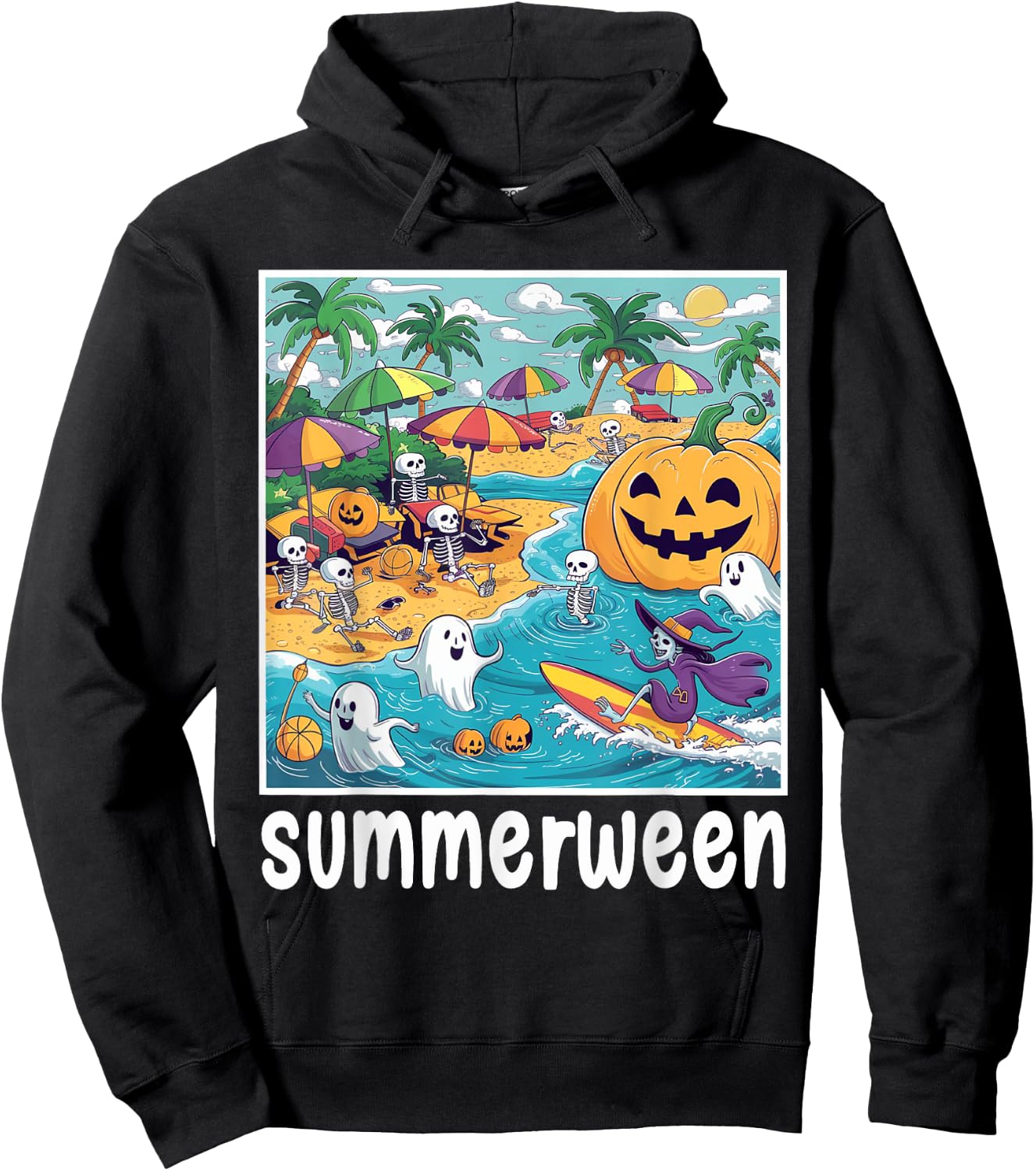 Halloween Summer Celebrate Summerween Vibes Men Women Girls Kids Hoodie - Hoodie | Black