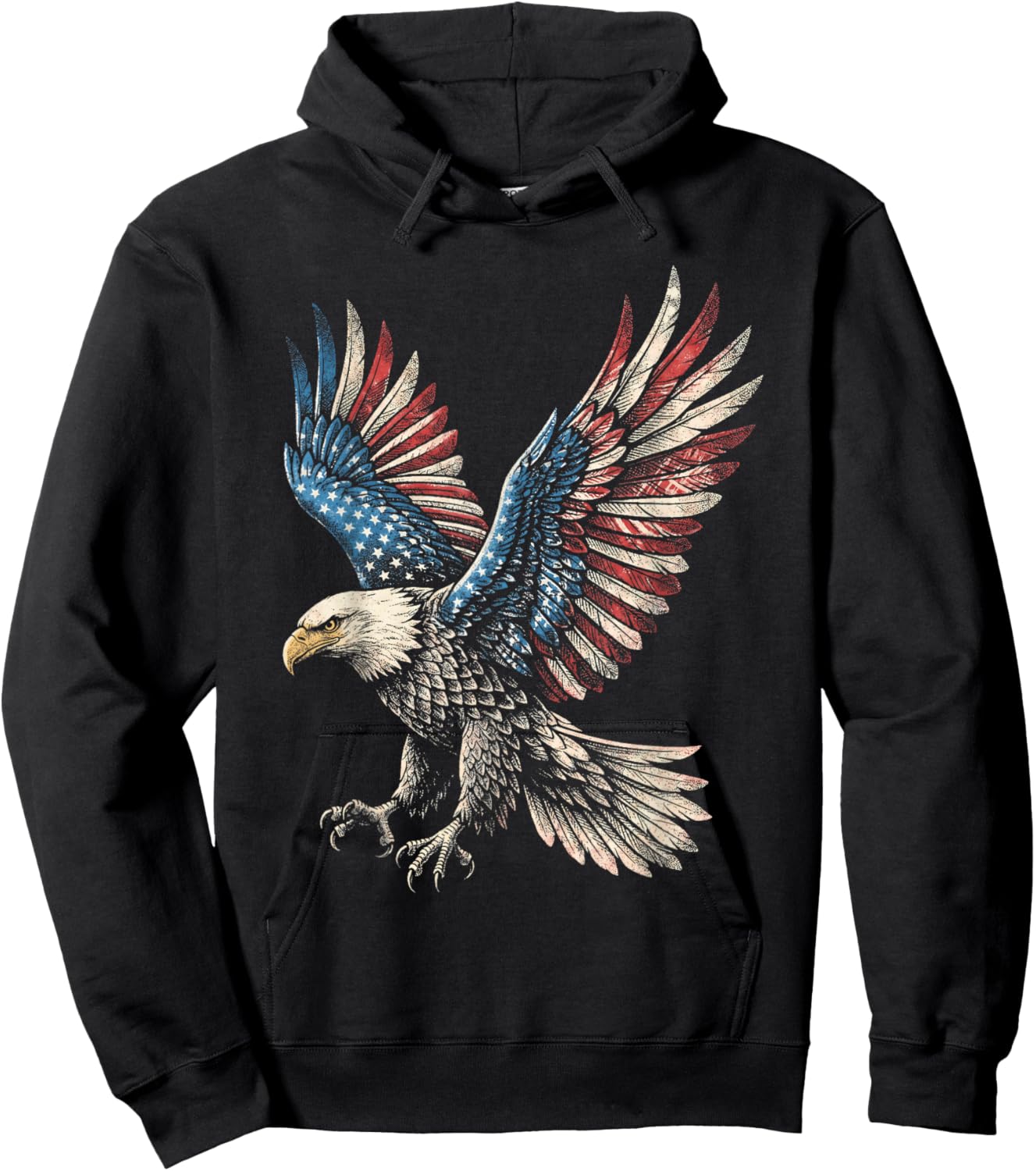 Eagle American Flag 4th of July USA Patriotic Men Women Hoodie - Hoodie | Black