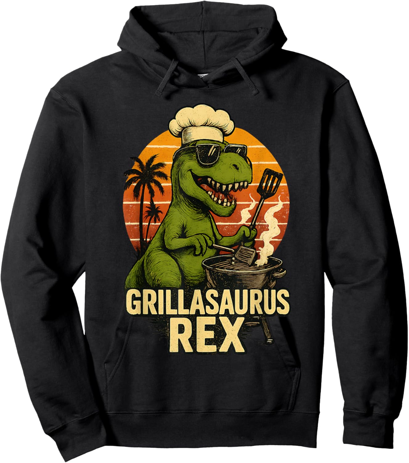 Funny Grilling Dinosaur Grillasaurus T-Rex BBQ Dad Joke Hoodie - Hoodie | Black