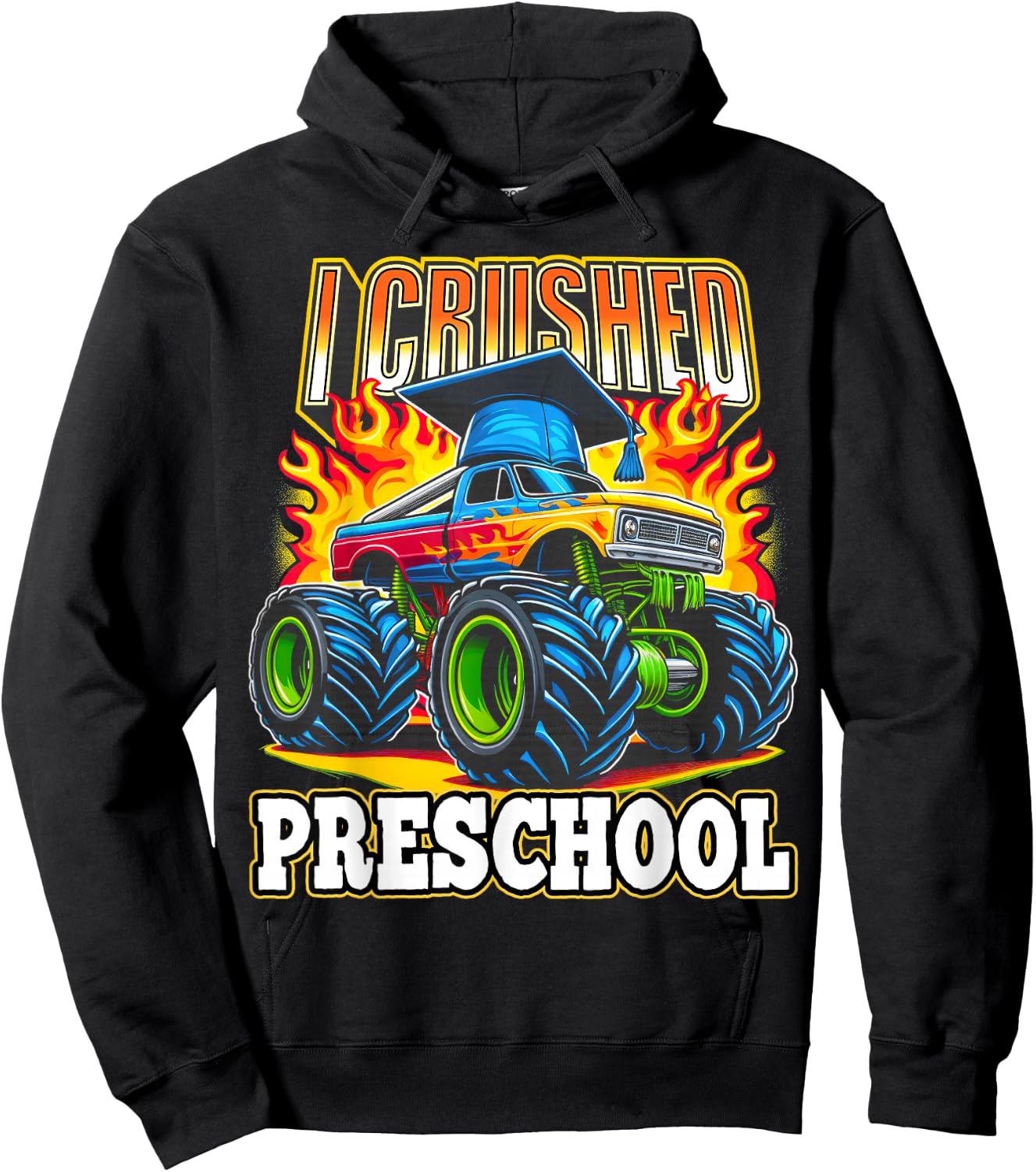 Graduation Preschool Monster Truck Boys I Crushed Pre-K Grad Hoodie - Hoodie | Black