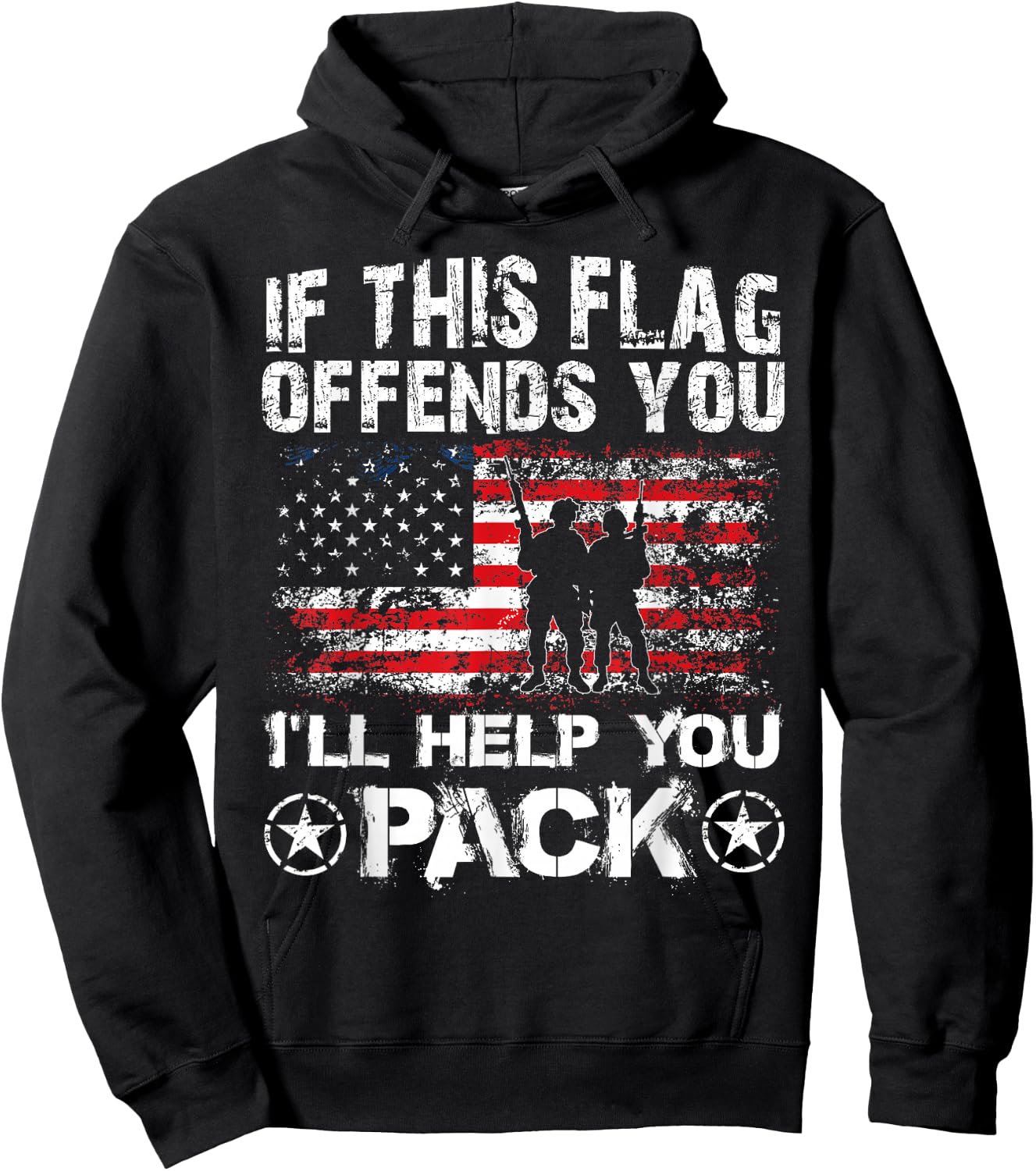 If This Flag Offends You I'll Help You Pack Veteran Shirt Hoodie - Hoodie | Black