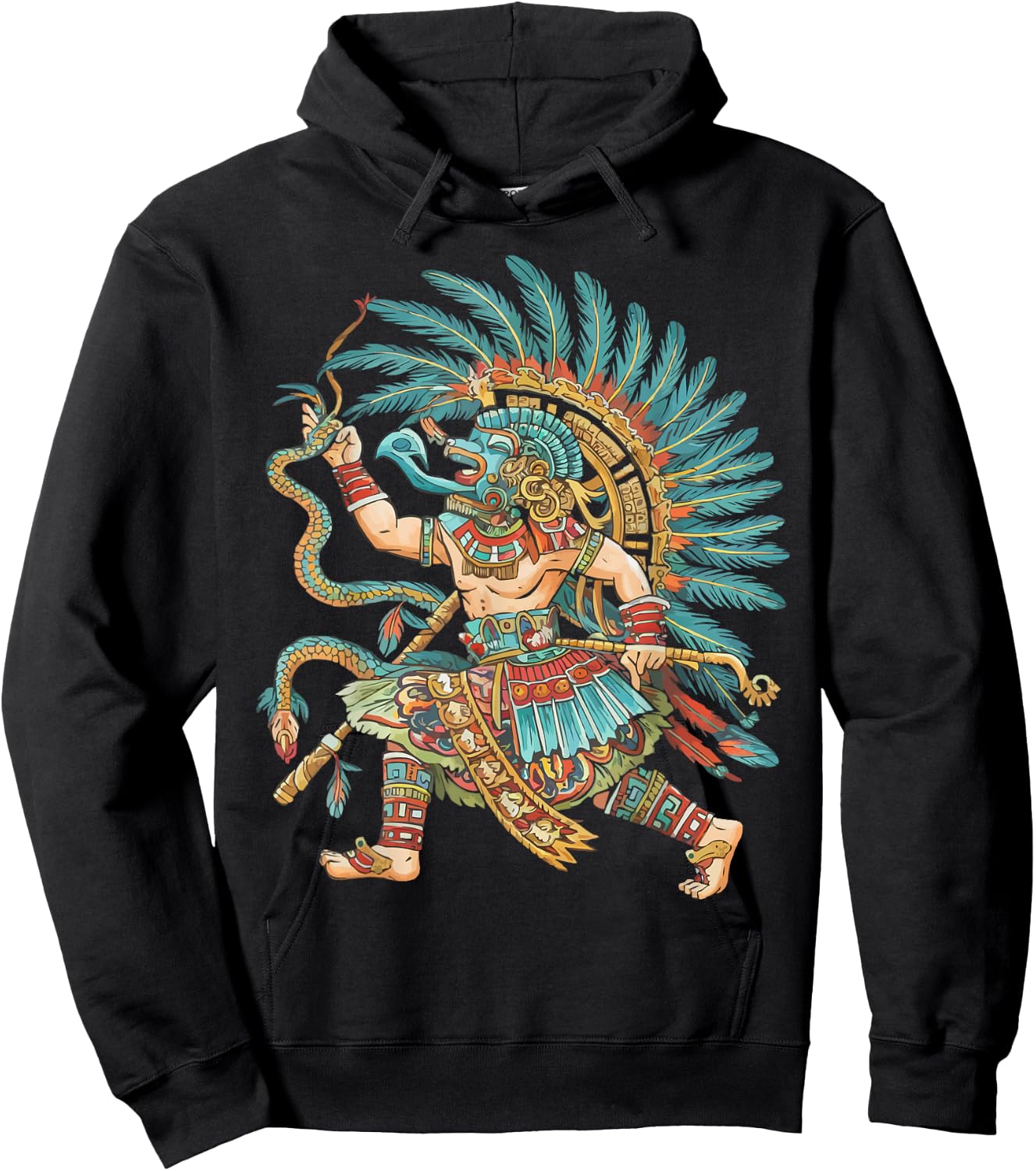 Aztec God Aztec Culture Mayan Indigenous Tlaloc Statue Hoodie - Hoodie | Black