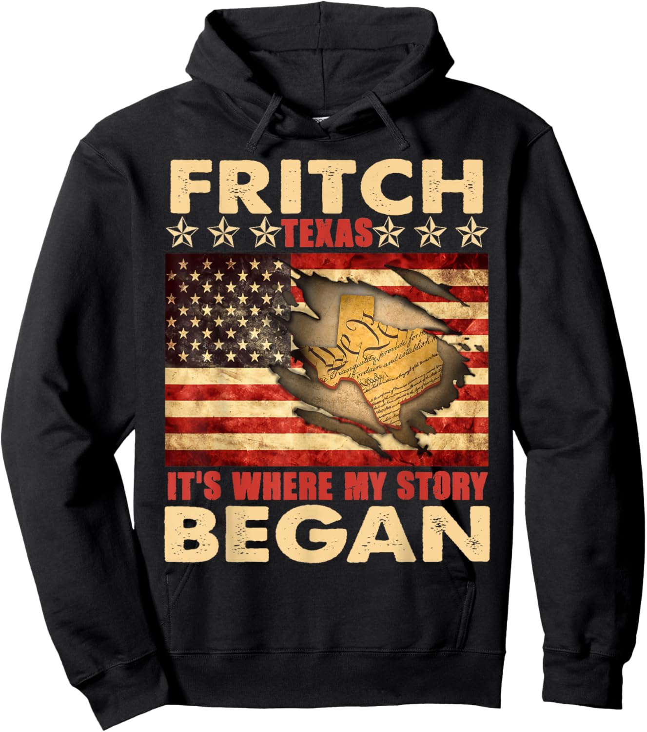 Fritch Texas USA Flag 4th Of July Hoodie - Hoodie | Black