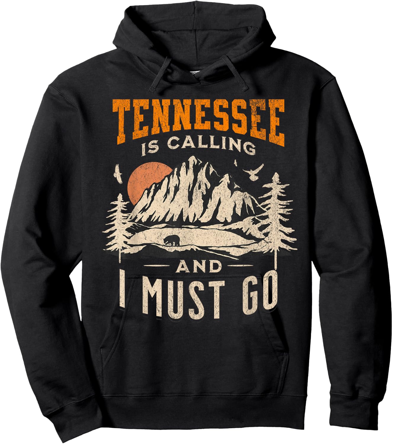 Vintage Tennessee Is Calling And I Must Go, Distressed Print Hoodie - Hoodie | Black