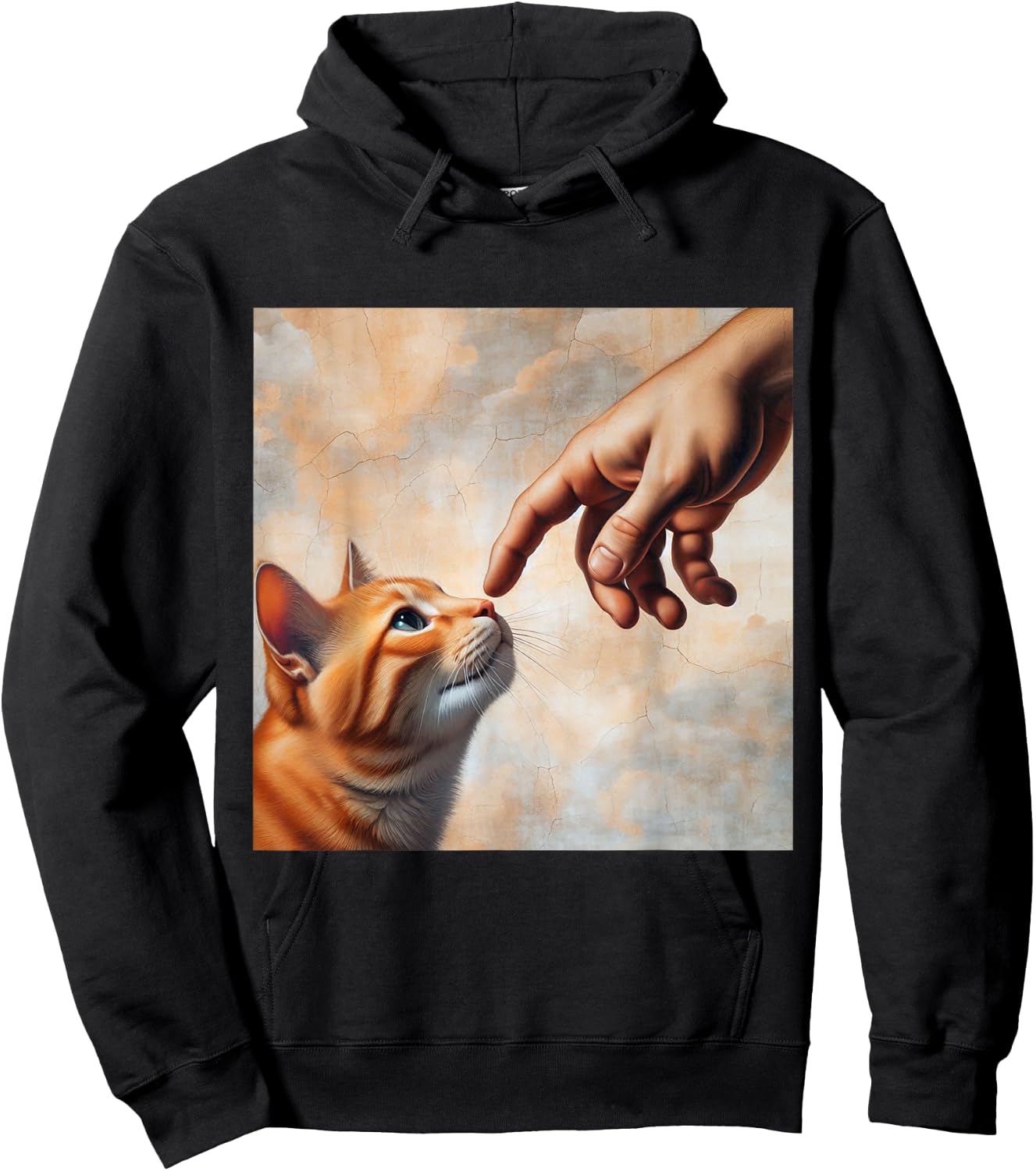 Funny Cat Art Michelangelo Parody Art for Cat Lovers Hoodie - Hoodie | Black