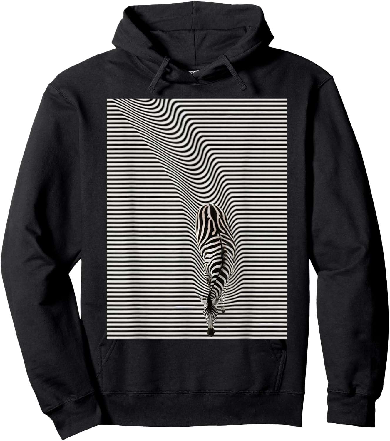 Zebra optical illusion, men's, women's, kids Hoodie - Hoodie | Black