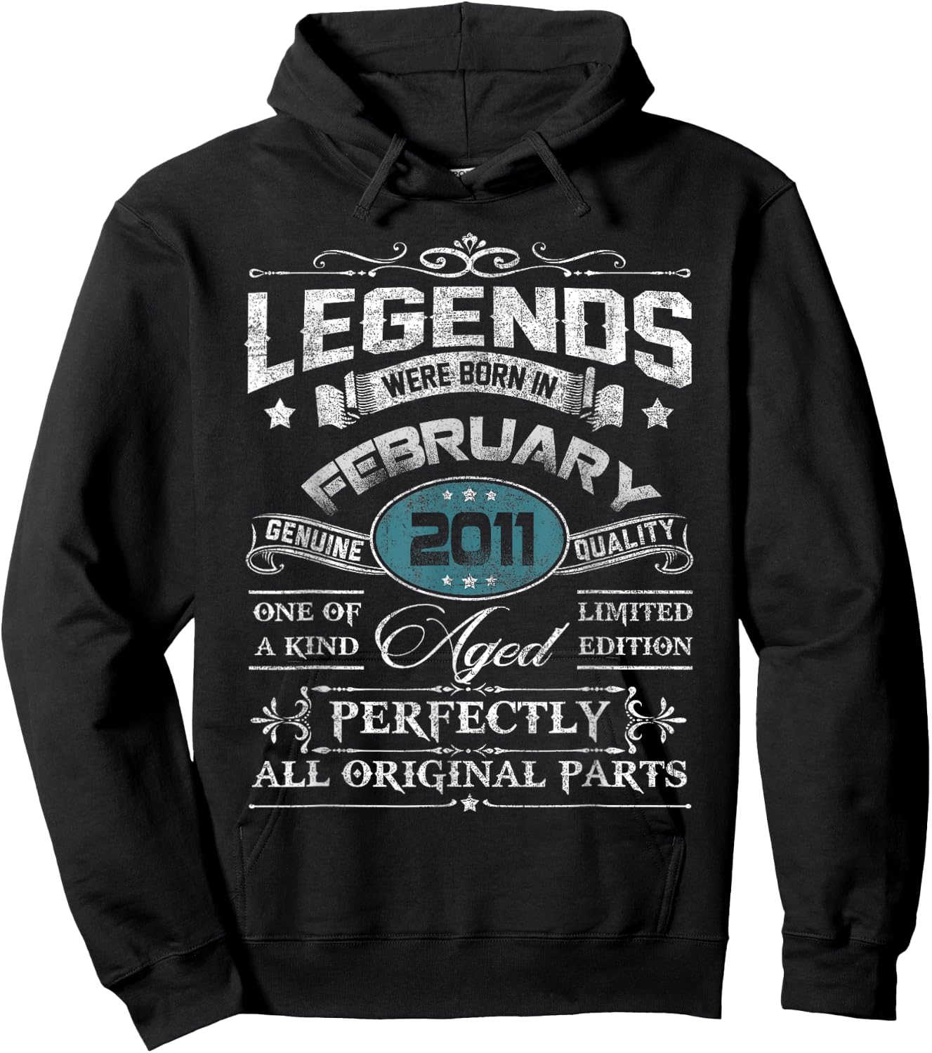 Legends Were Born In February 2011 Shirt Age 14th Birthday Hoodie - Hoodie | Black