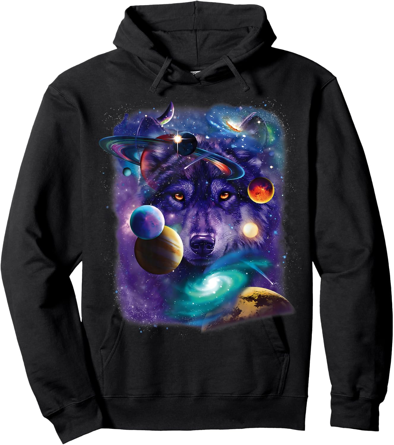 Wolf Space Galaxy Stars Moon Wolves Space Astrology Mountain Hoodie - Hoodie | Black