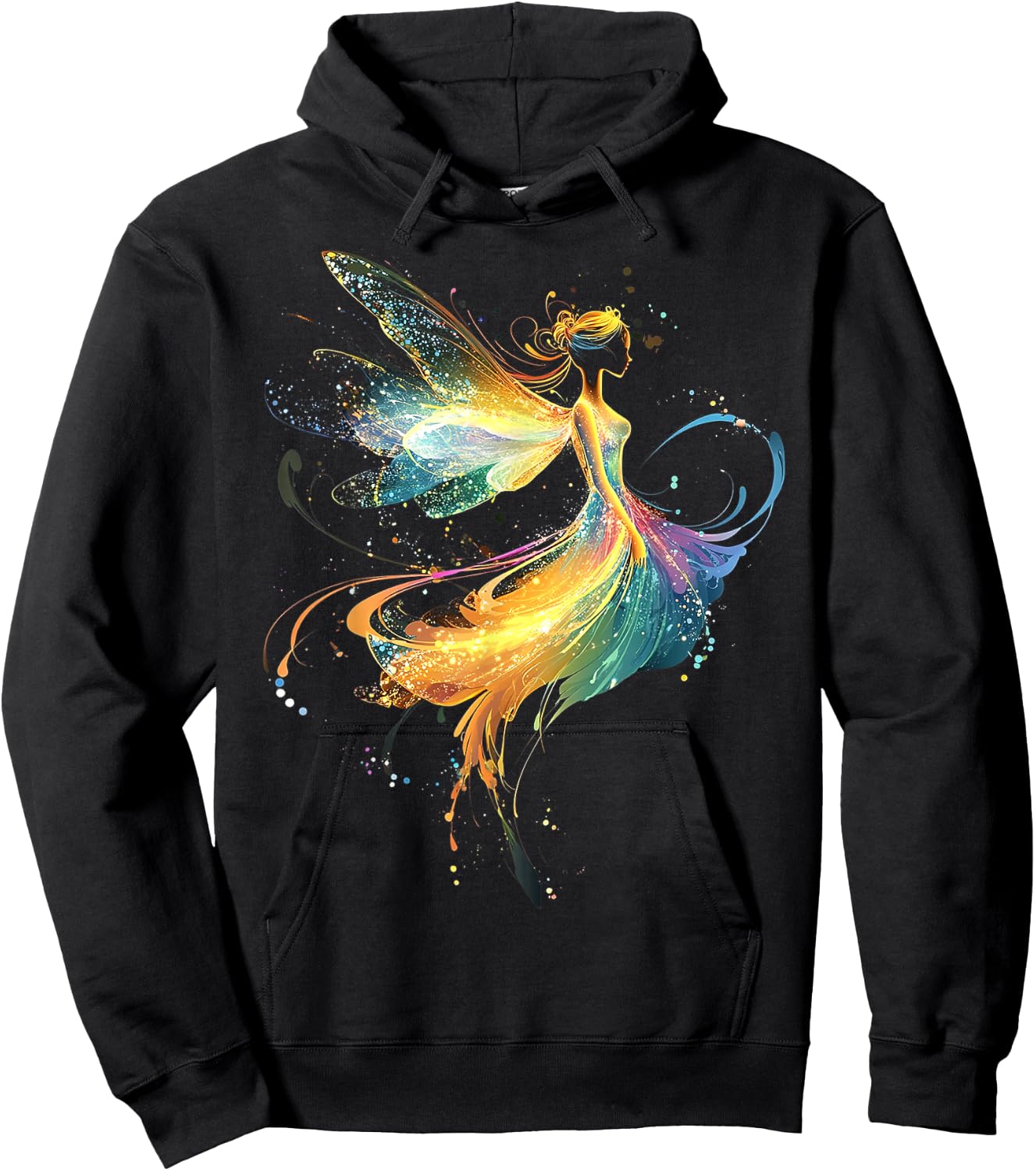 Fairy Mythical Motif Fantasy Artwork Fairy Hoodie - Hoodie | Black