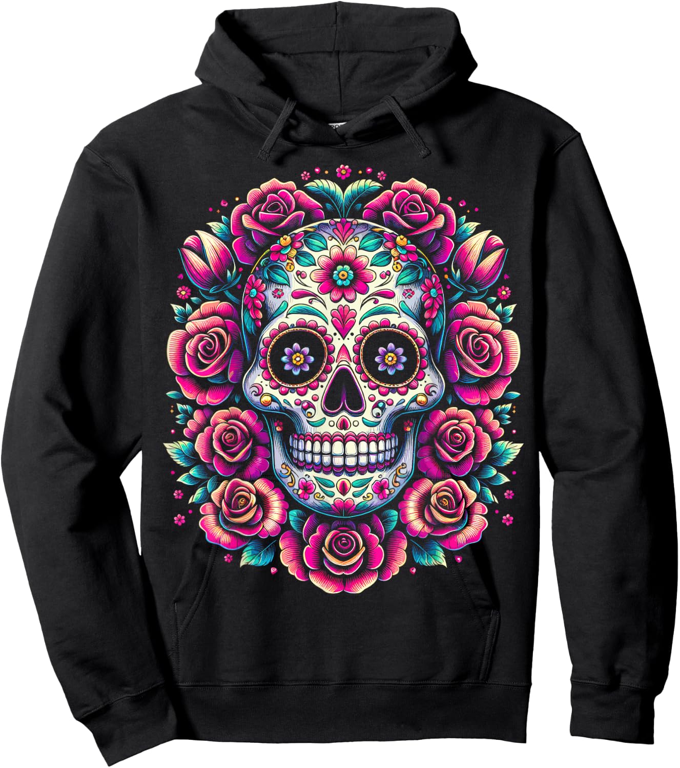 De Los Muertos Day of the Dead Sugar Skull Halloween Women Hoodie - Hoodie | Black