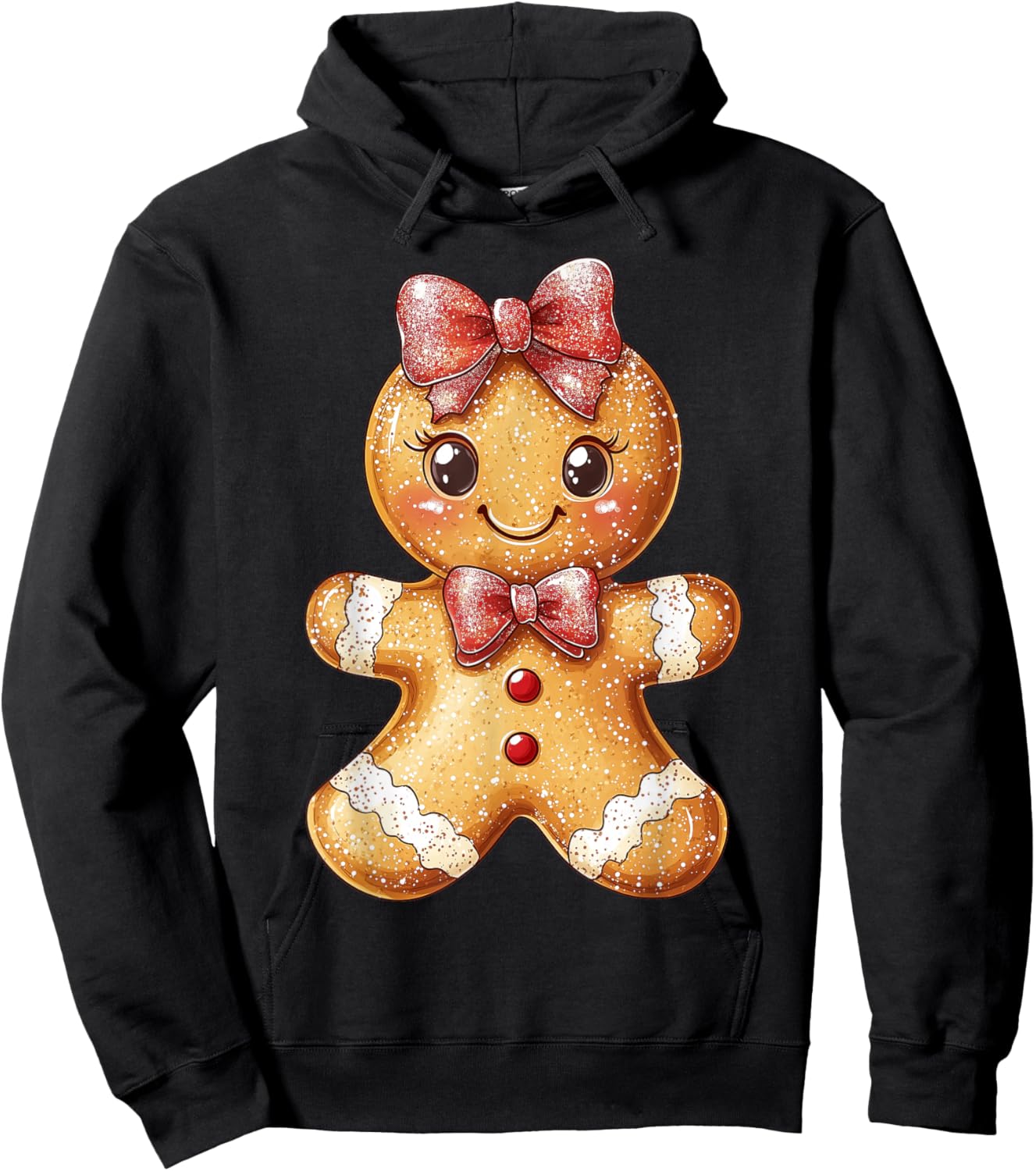 Coquette Bow Christmas Girly Gingerbread Cookie Baking Kids Hoodie - Hoodie | Black
