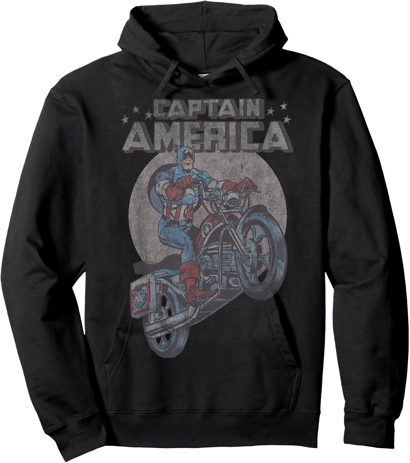 Marvel Avengers Captain America Motorcycle Portrait Hoodie - Hoodie | Black