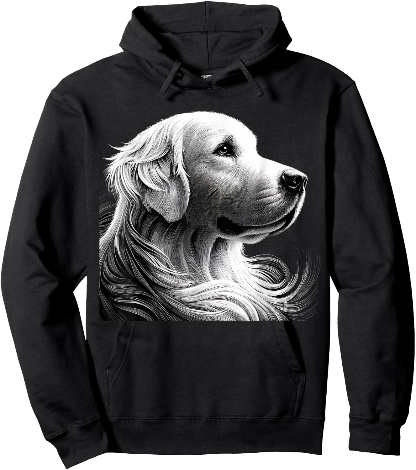 Majestic White English Cream Golden Retriever Sketch Devine Hoodie - Hoodie | Black