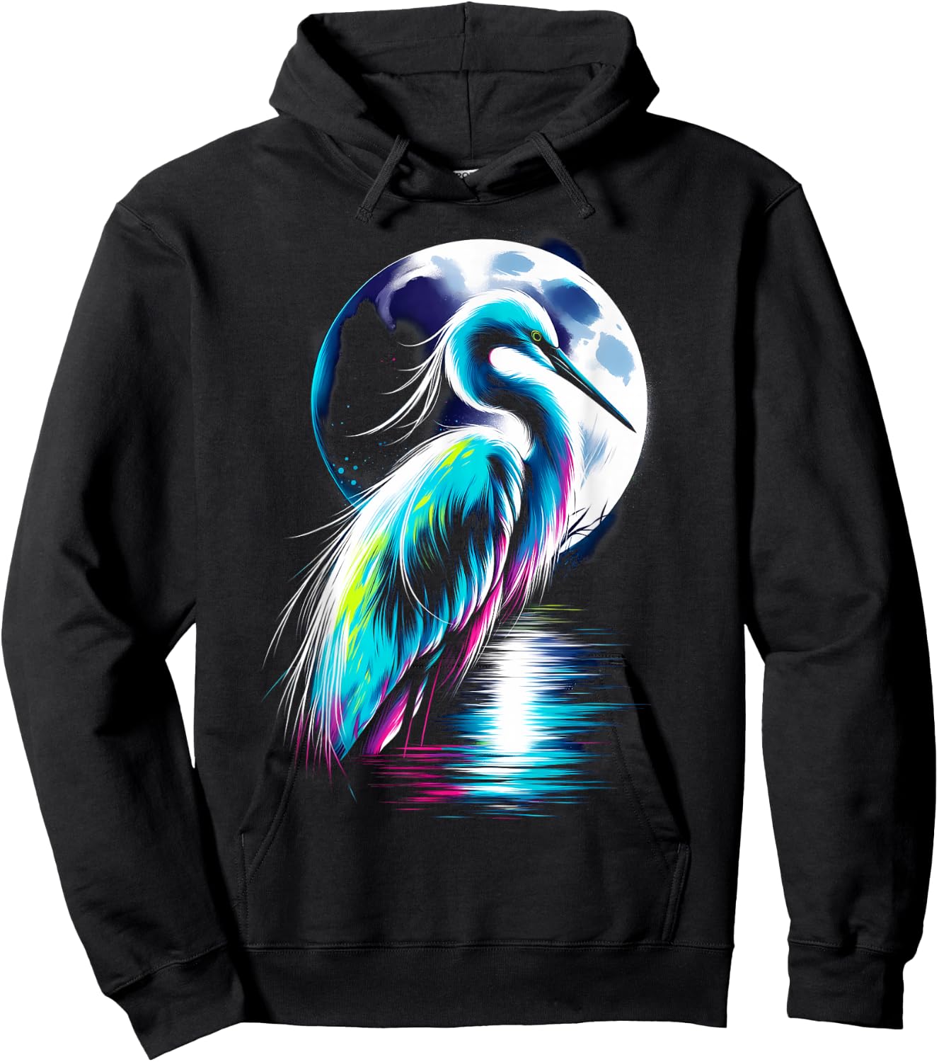 Colorful Egret Bird Spirit Animal Cool Illustration Hoodie - Hoodie | Black