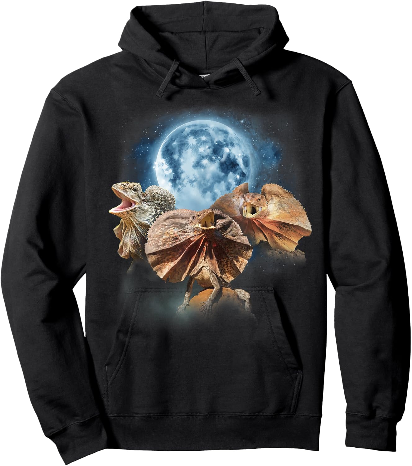 Frilled Lizard Shirt - Funny Lizards Howling at the Moon Hoodie - Hoodie | Black