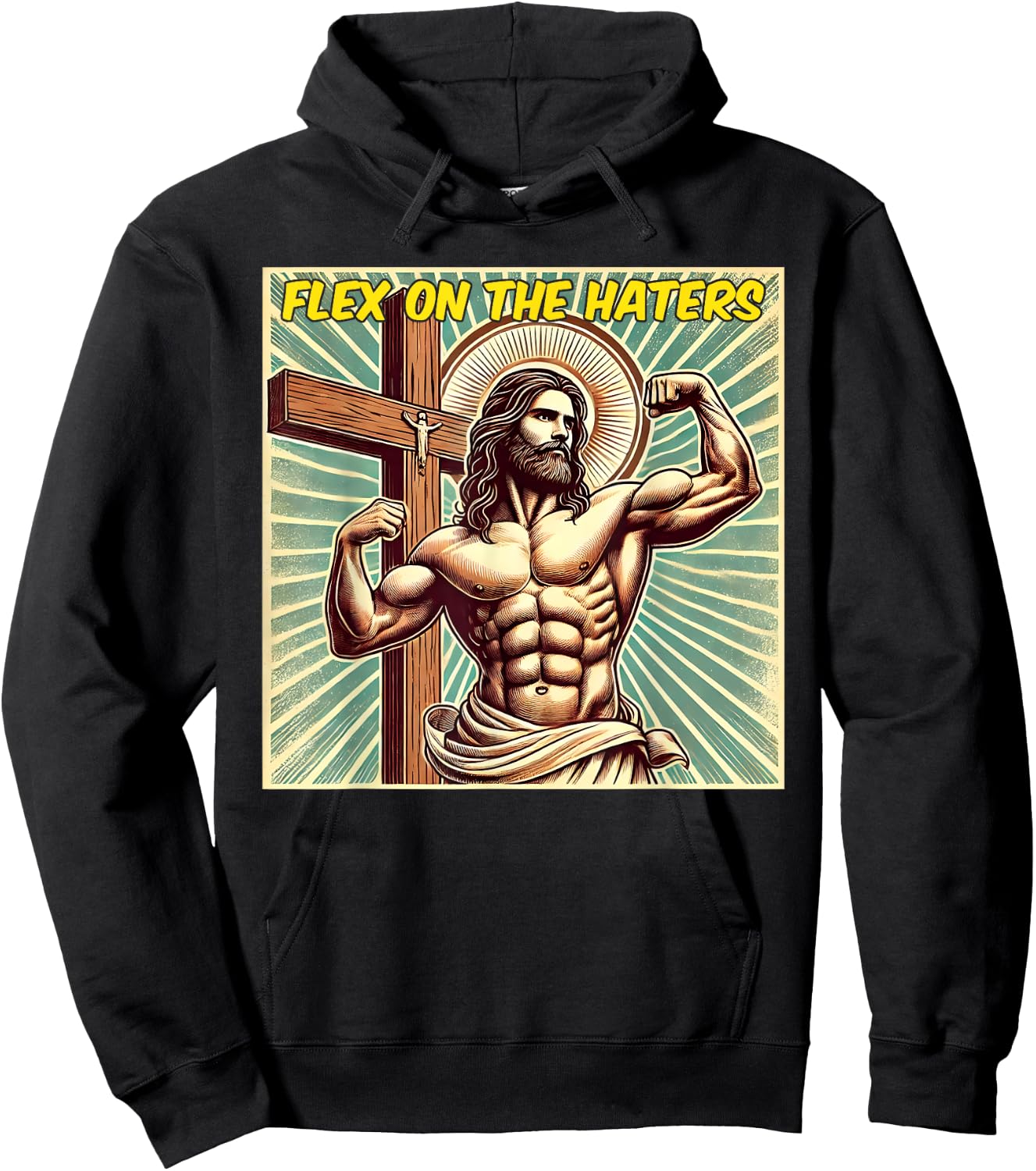 Flex On The Haters Jesus Muscle Christian Gym Weight Lift Hoodie - Hoodie | Black