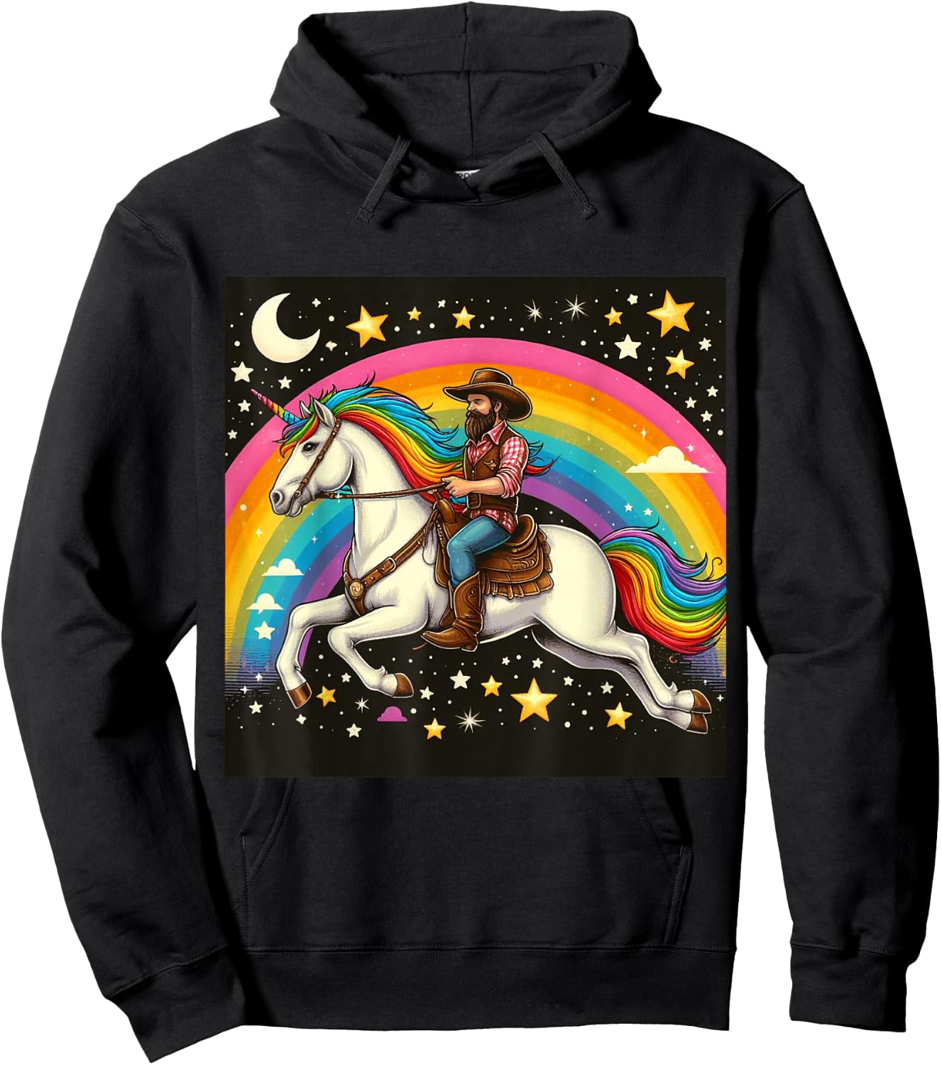 Cowboy Riding A Unicorn Boys Girls Men Women Kids Adults Hoodie - Hoodie | Black