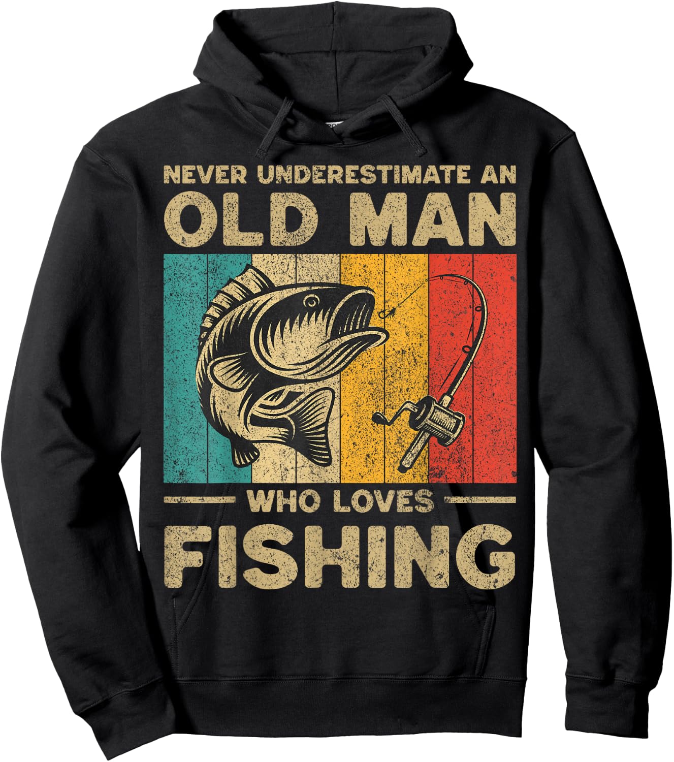 Funny Vintage Fishing Jokes Fisherman Bass Fish Hoodie - Hoodie | Black
