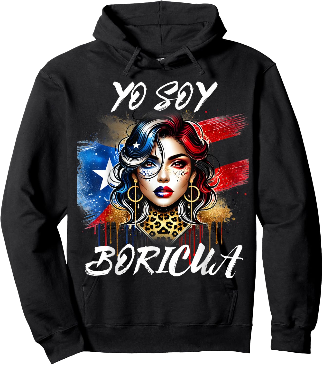 Puerto Rican Woman Yo Soy Boricua Puerto Rico Flag Hispanic Hoodie - Hoodie | Black