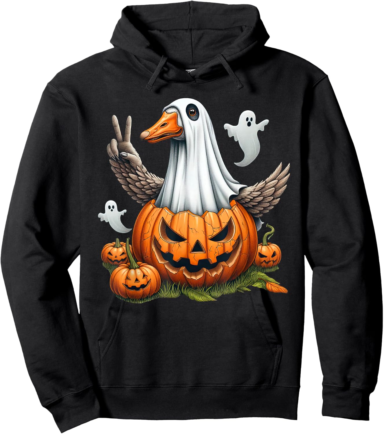 Funny Goose Boo Halloween Ghost Kids Hoodie - Hoodie | Black