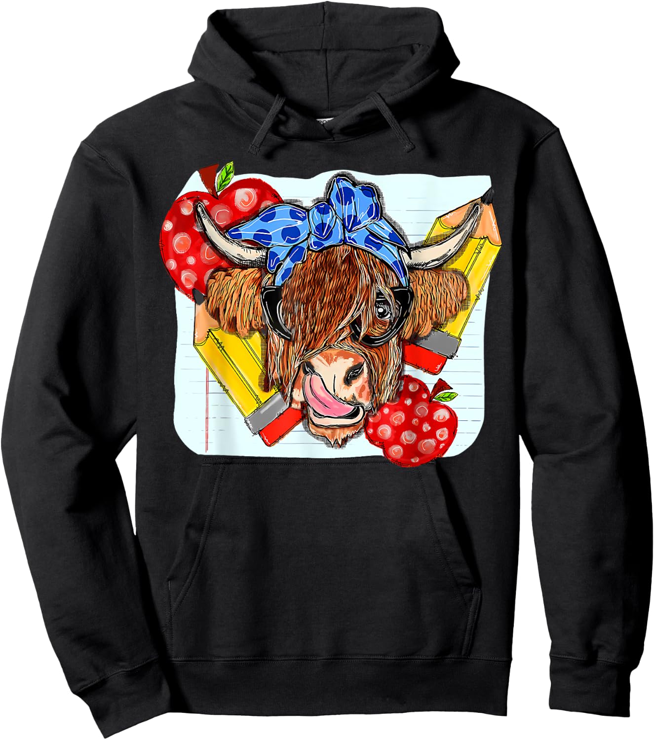 Highland Cow Teacher Western Country Funny Teacher Life Men Women Hoodie - Hoodie | Black