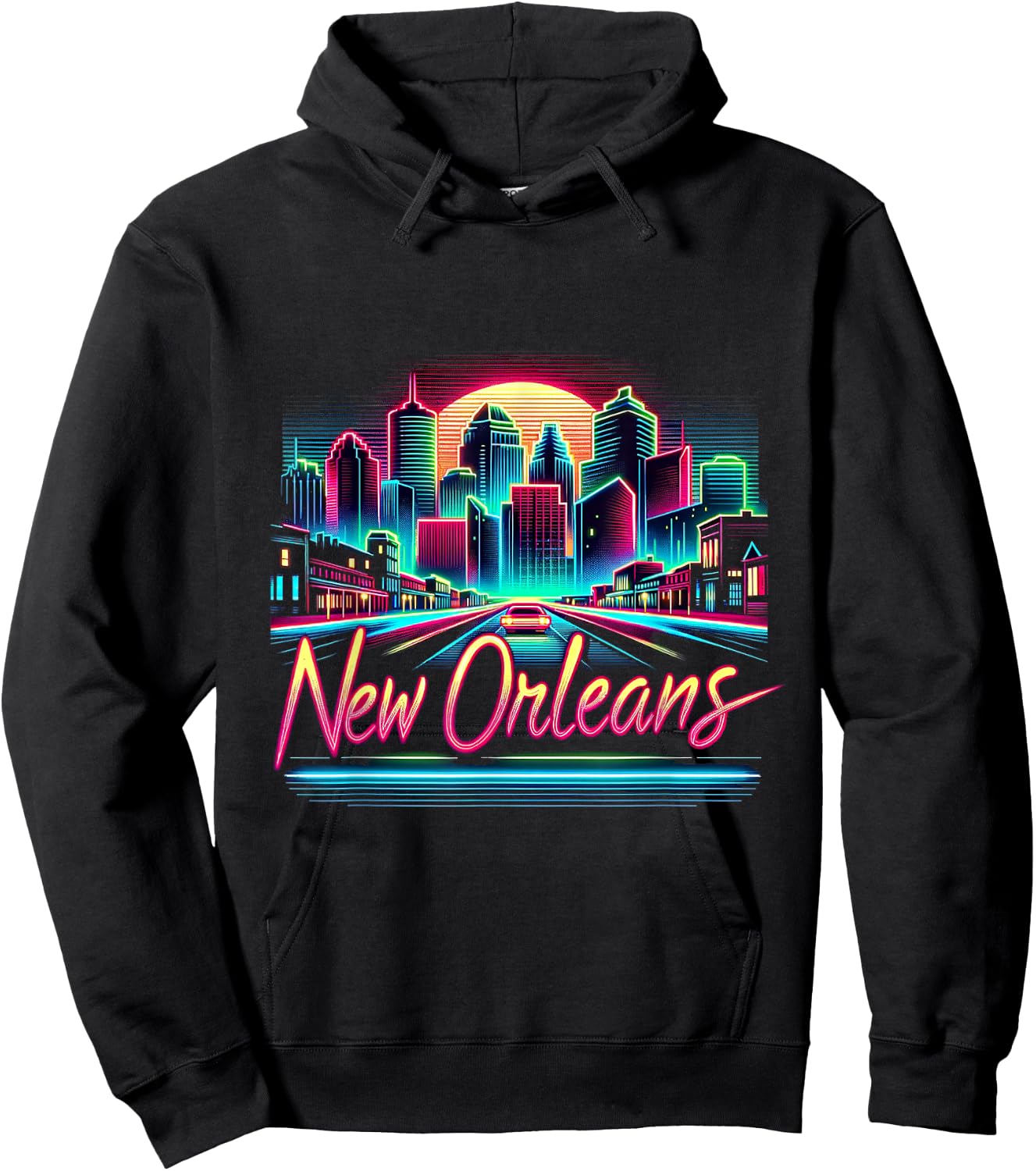 New Orleans Louisiana Shirt LA 80s 90s Retro City Skyline Hoodie - Hoodie | Black
