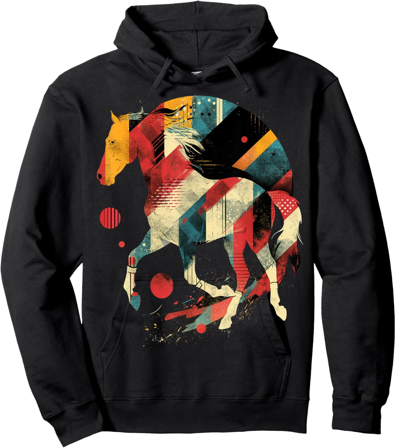 Artsy Polo player (equestrian) on Abstract Art Polo Hoodie - Hoodie | Black