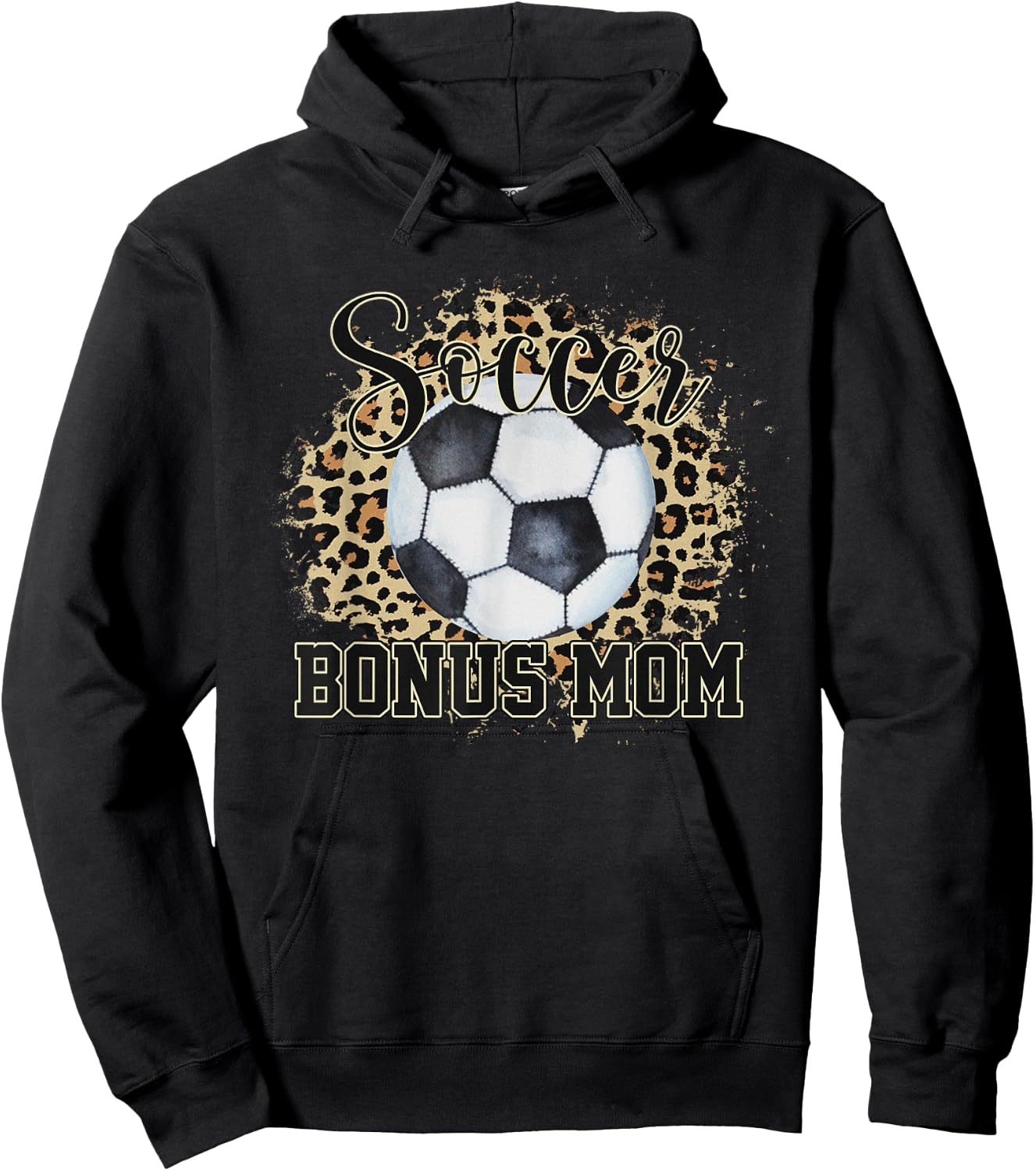 Leopard Soccer Bonus Mom Stepmother Mother's Day Hoodie - Hoodie | Black