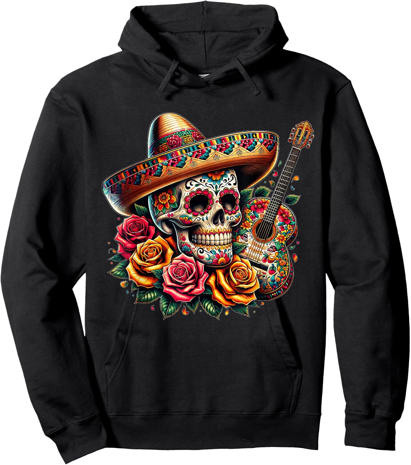 Cinco De Mayo Skull Sombrero Fiesta Mexican Skull Men Women Hoodie - Hoodie | Black