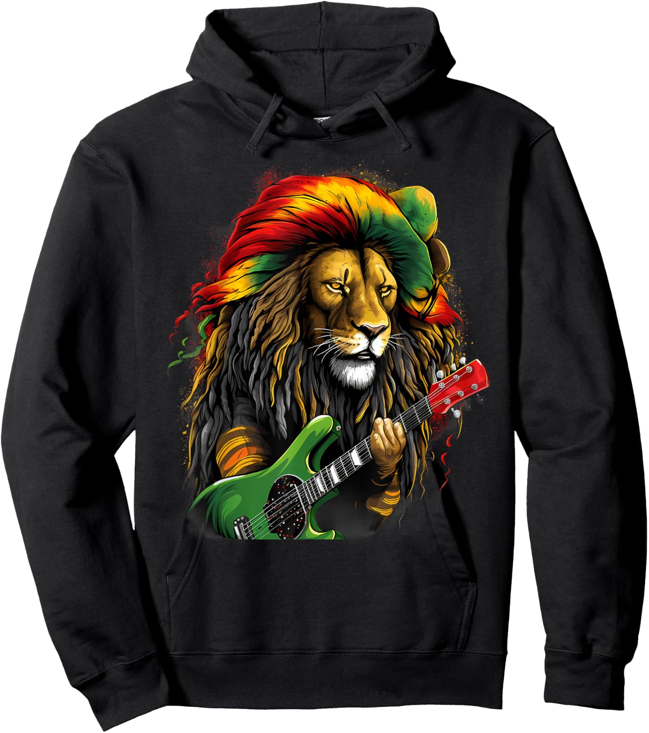 Rasta Reggae Lion Rastafarian Roots Jamaica Hippie Rastafari Hoodie - Hoodie | Black