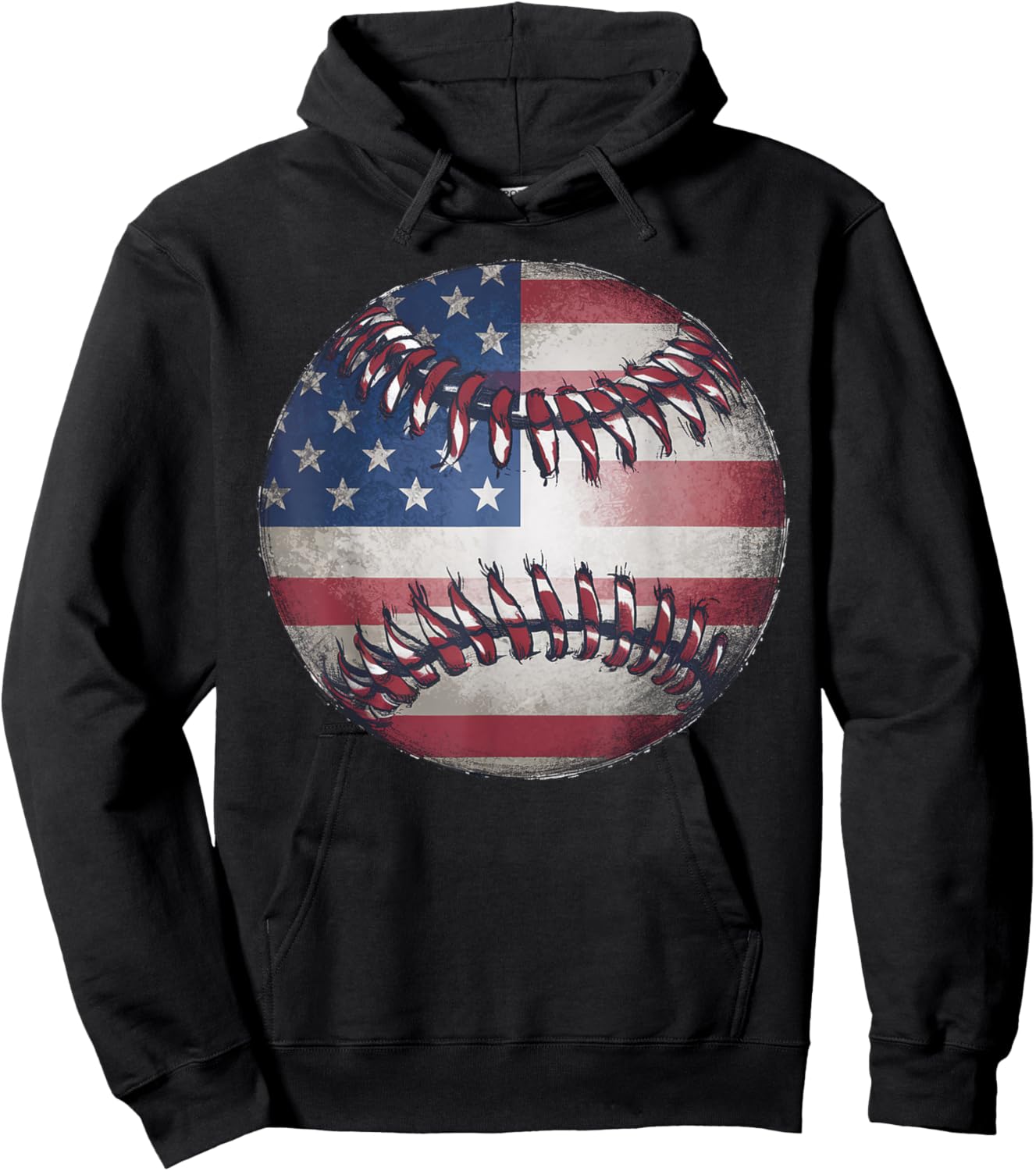 American Flag Baseball Player Bat Fan Catcher Pitcher USA Women Kids Men Hoodie - Hoodie | Black