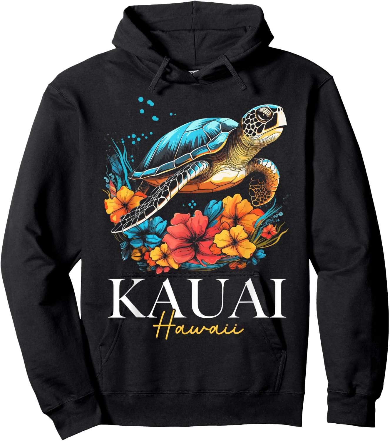 Kauai Hawaii Sea Turtle Hawaiian Diving Surfer Souvenir Hoodie - Hoodie | Black