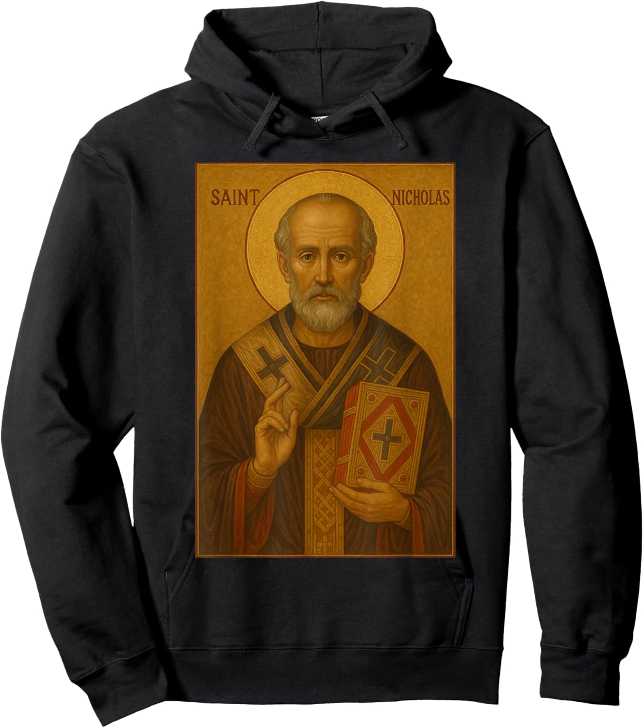 Orthodox Christian Icon of the Saint Nicholas Hoodie - Hoodie | Black