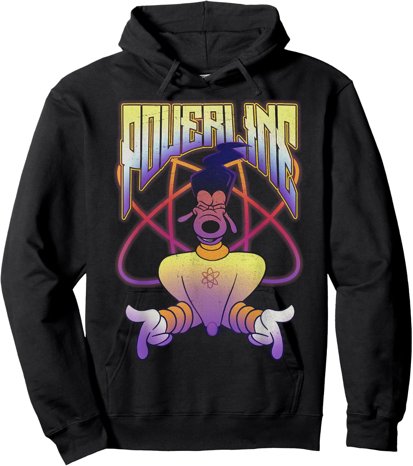 Disney A Goofy Movie Powerline Logo Portrait Short Sleeve Hoodie - Hoodie | Black