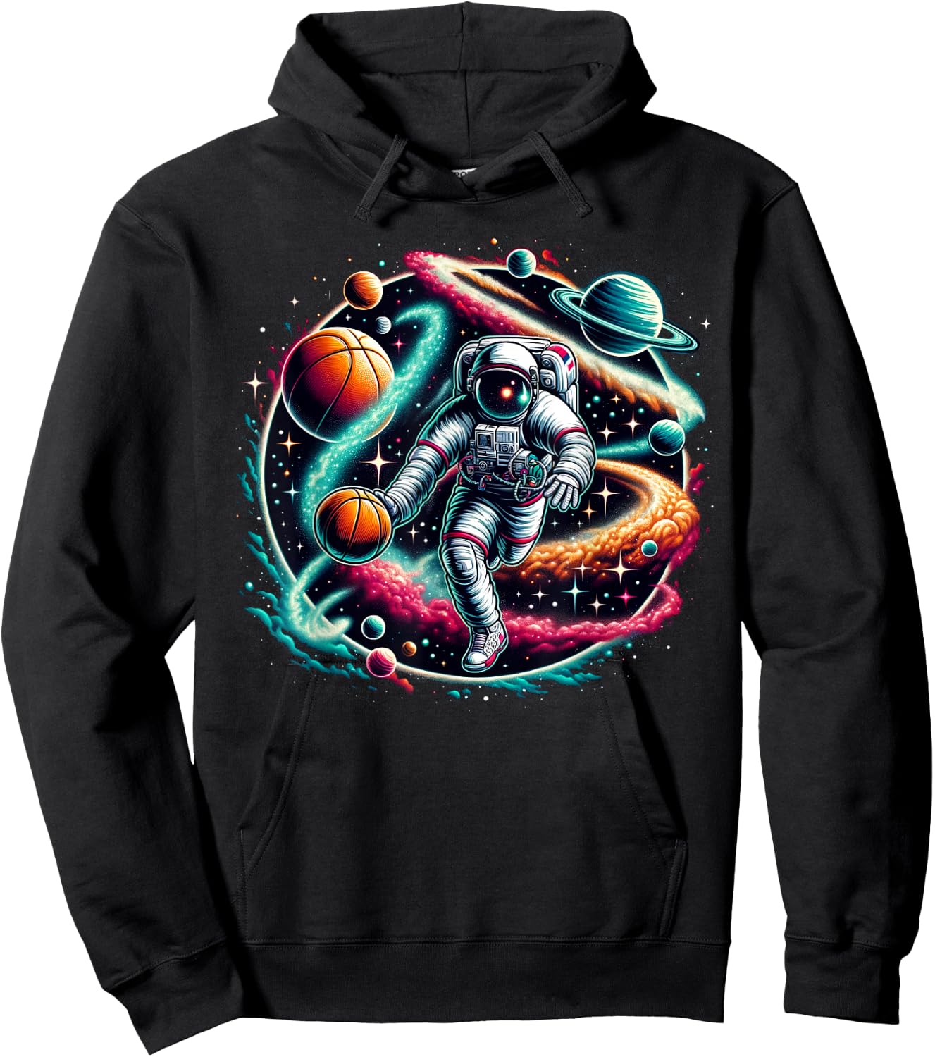 Cool Galaxy Basketball player Astronaut on Basketball Hoodie - Hoodie | Black