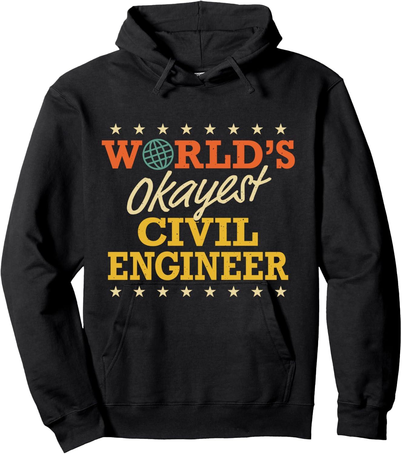 World's Okayest Civil Engineer Retro Funny Gifts Hoodie - Hoodie | Black