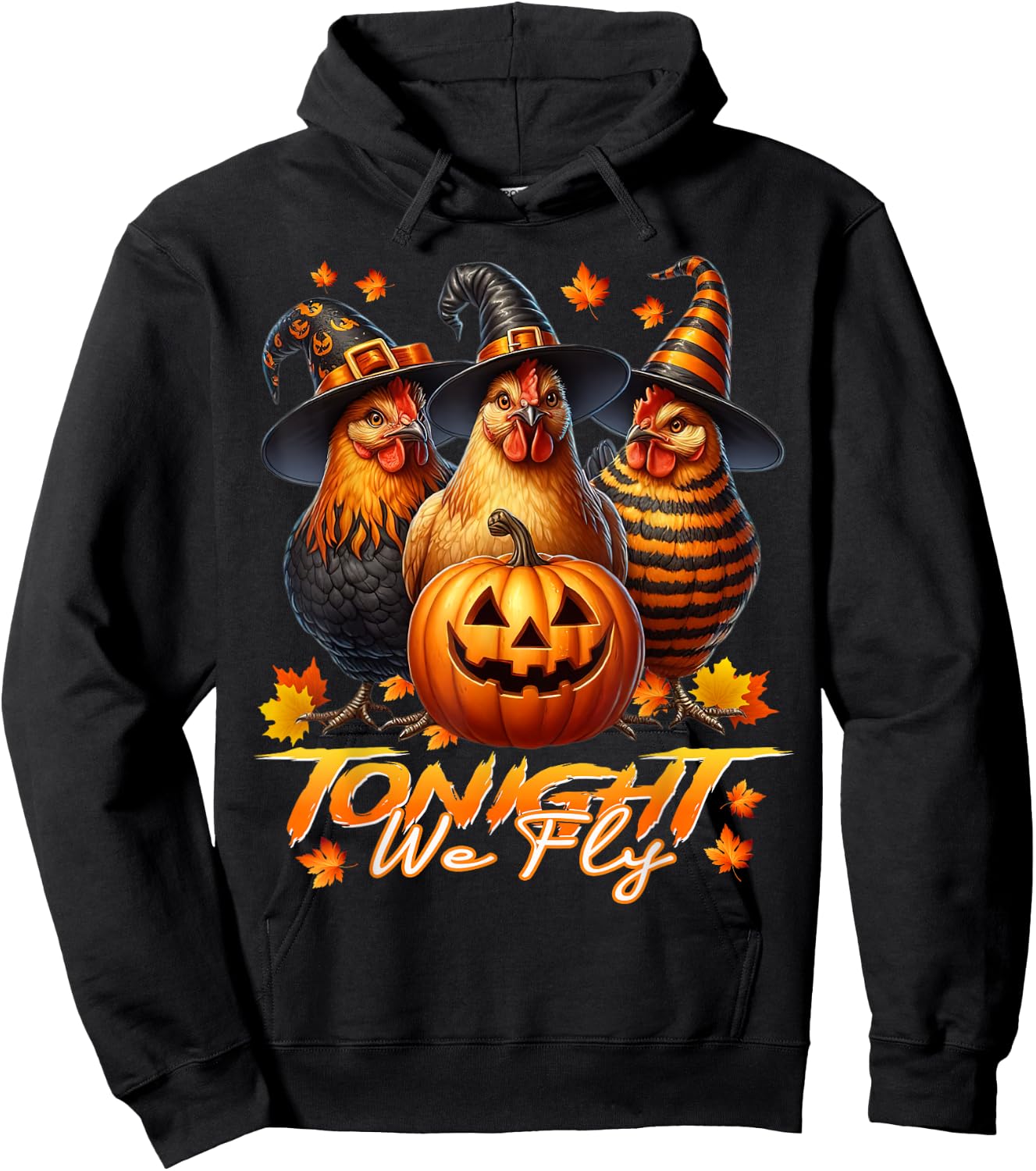 Tonight We Fly Funny Chicken Spooky Season Halloween Costume Hoodie - Hoodie | Black